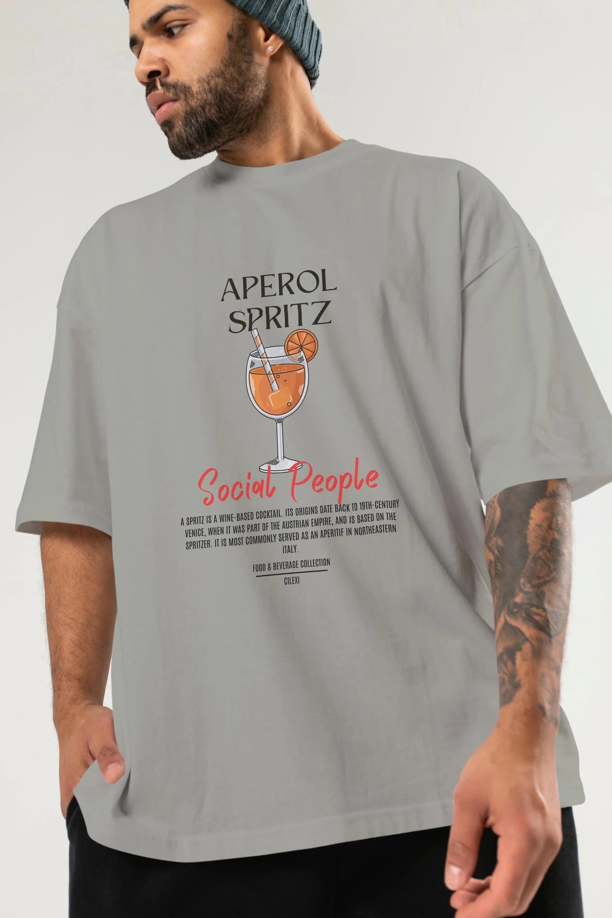 Aperol Sprıtz Kokteyl Serisi ön Baskılı Oversize t-shirt Erkek Kadın %100 Pamuk Bisiklet Yaka tişort