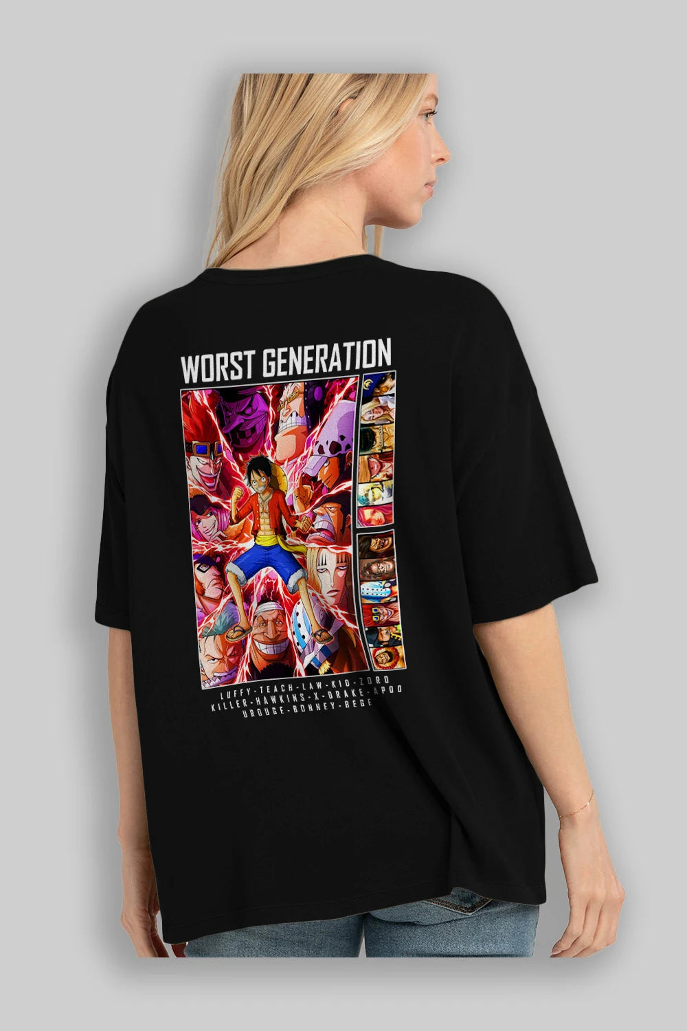 Worst Generation Anime Arka Baskılı Oversize t-shirt Erkek Kadın Unisex %100 pamuk tişort