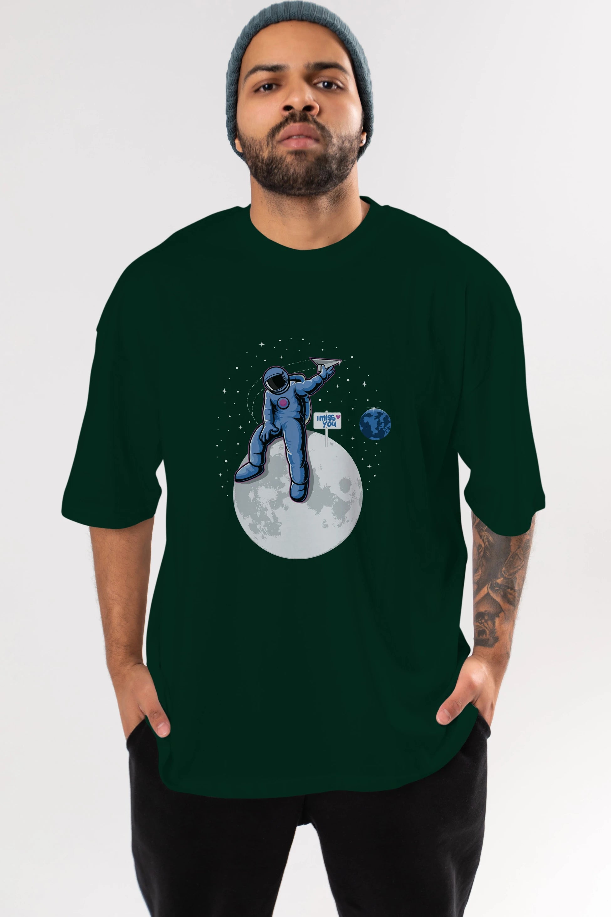 Astro Missing Earth Ön Baskılı Oversize t-shirt Erkek Kadın Unisex