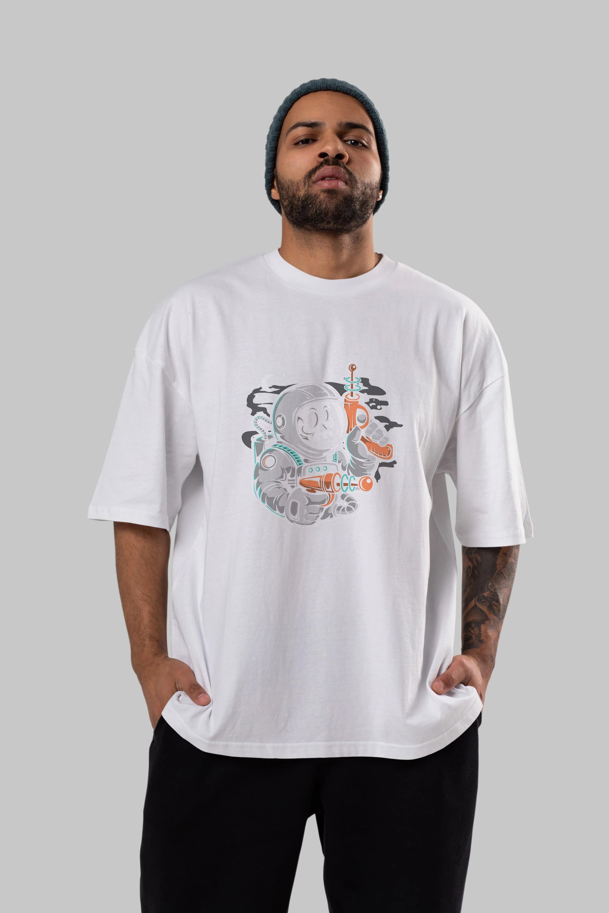 Astronaut Ray Gun Ön Baskılı Oversize t-shirt Erkek Kadın Unisex