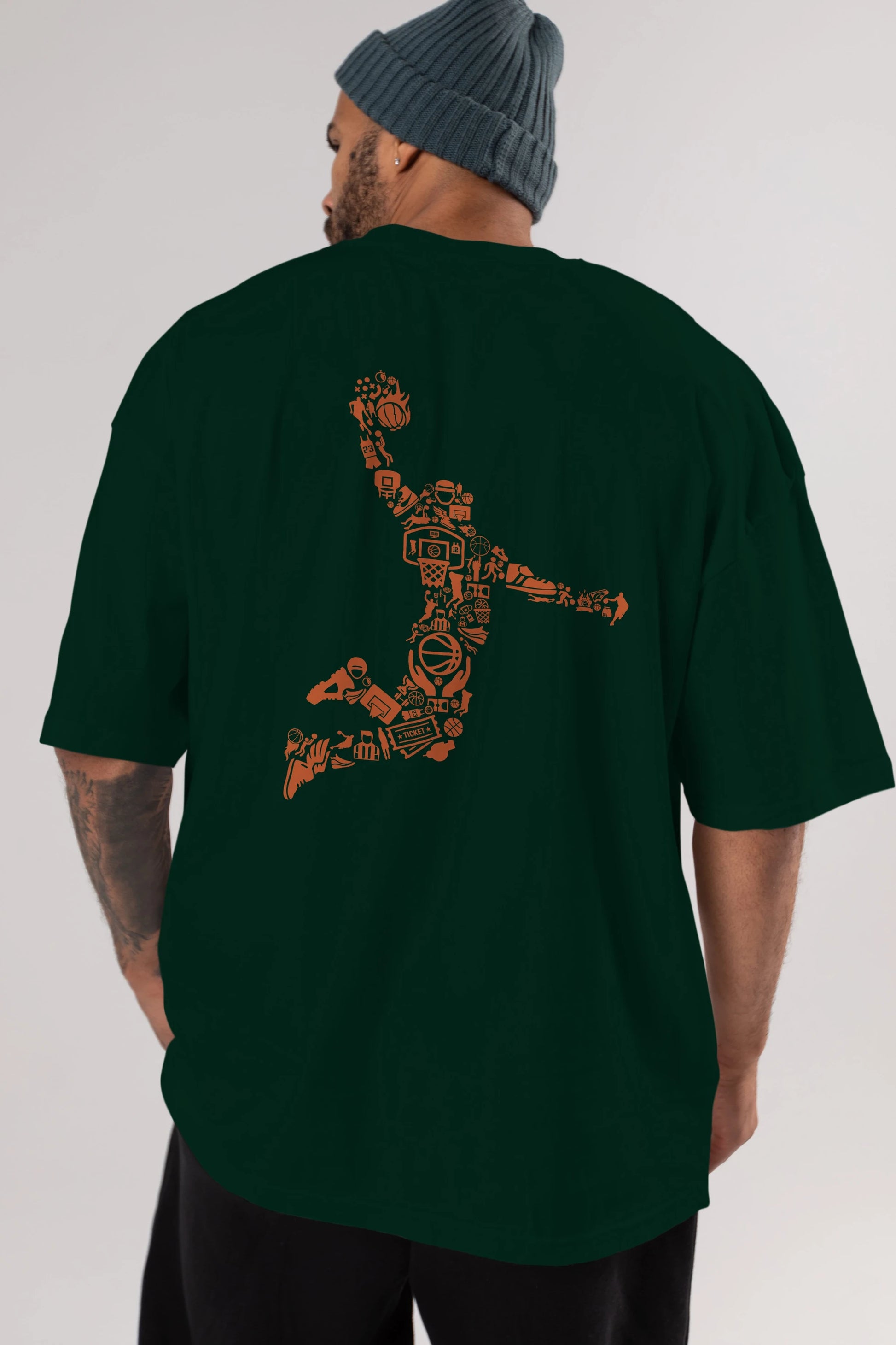 Basketball Player Arka Baskılı Oversize t-shirt %100 pamuk Erkek Kadın Unisex