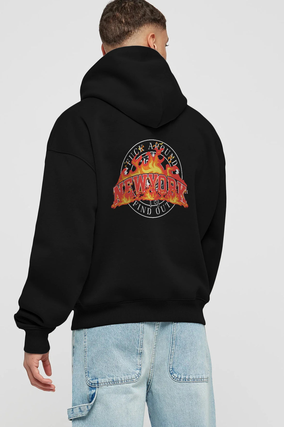 Newyork Style Arka Baskılı Hoodie Oversize Kapüşonlu Sweatshirt Erkek Kadın Unisex