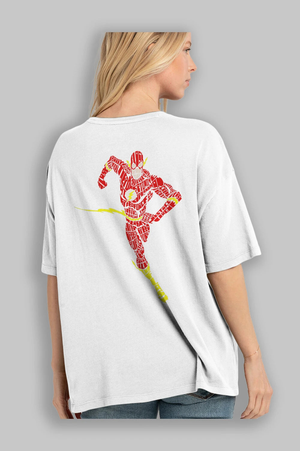 The Flash Arka Baskılı Oversize t-shirt %100 pamuk Erkek Kadın Unisex