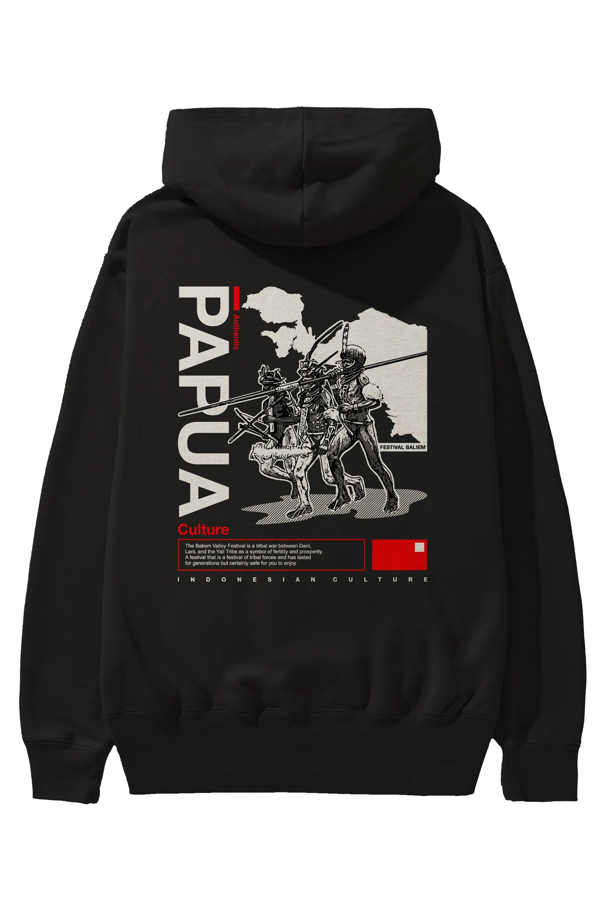 Papua Culture Arka Baskılı Hoodie Oversize Kapüşonlu Sweatshirt Erkek Kadın Unisex