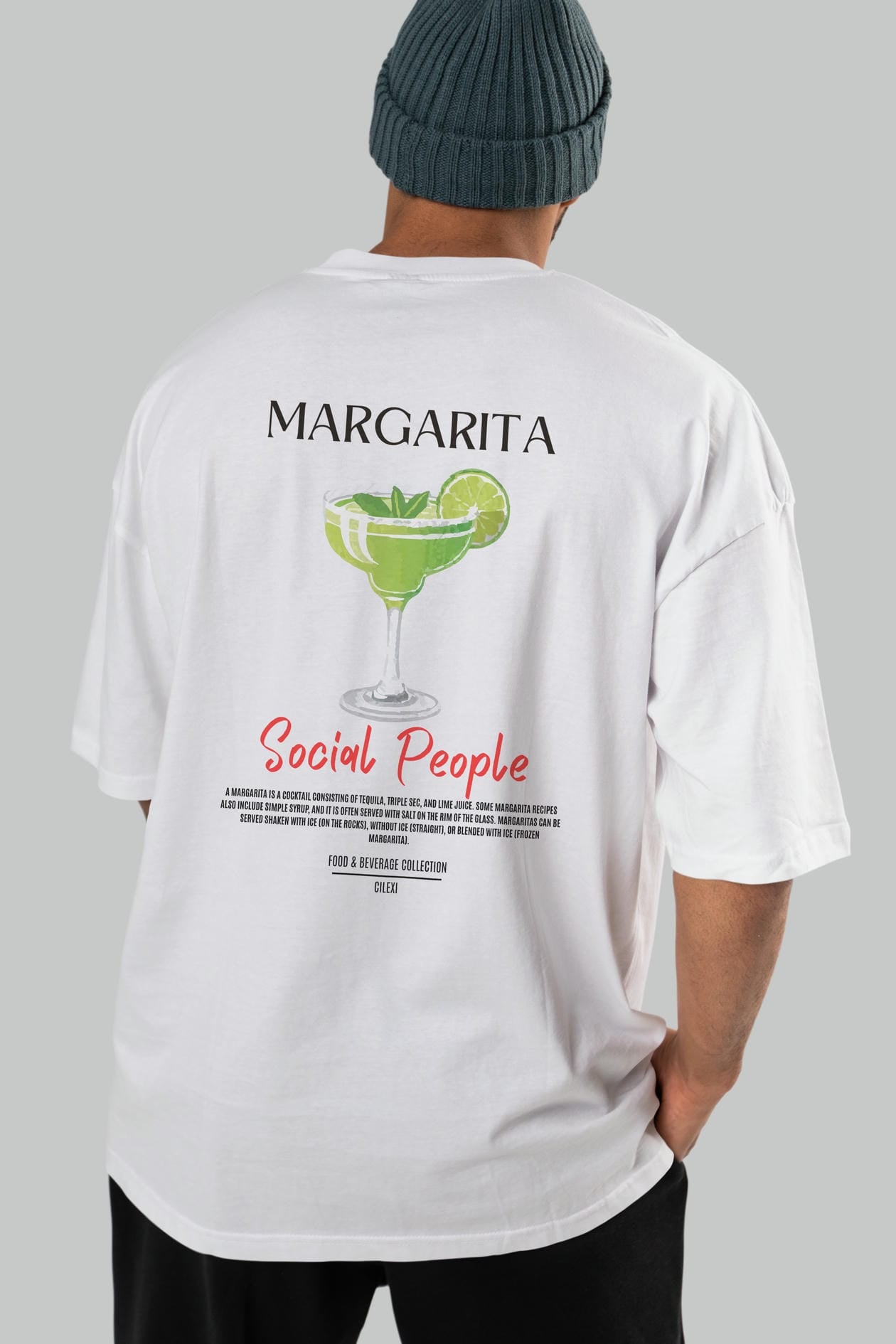 Margarita Kokteyl Serisi Baskılı Oversize t-shirt Erkek Kadın Unisex %100 Pamuk Bisiklet Yaka tişort