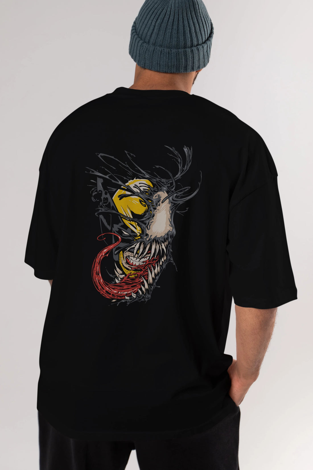 Venom (4) Arka Baskılı Oversize t-shirt Erkek Kadın Unisex %100 Pamuk Bisiklet Yaka tişort