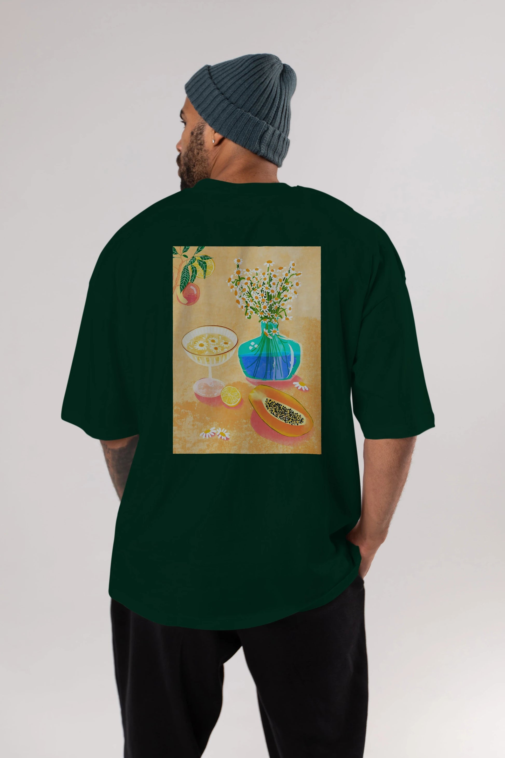 Cheers 2 Arka Baskılı Oversize t-shirt Erkek Kadın Unisex %100 Pamuk Bisiklet Yaka tişort