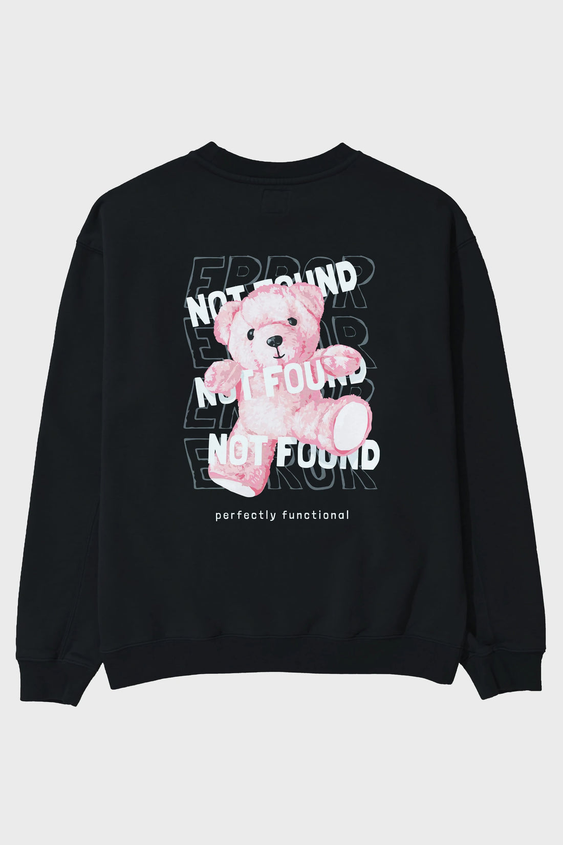Error Not Found Bear Arka Baskılı Oversize Sweatshirt Erkek Kadın Unisex