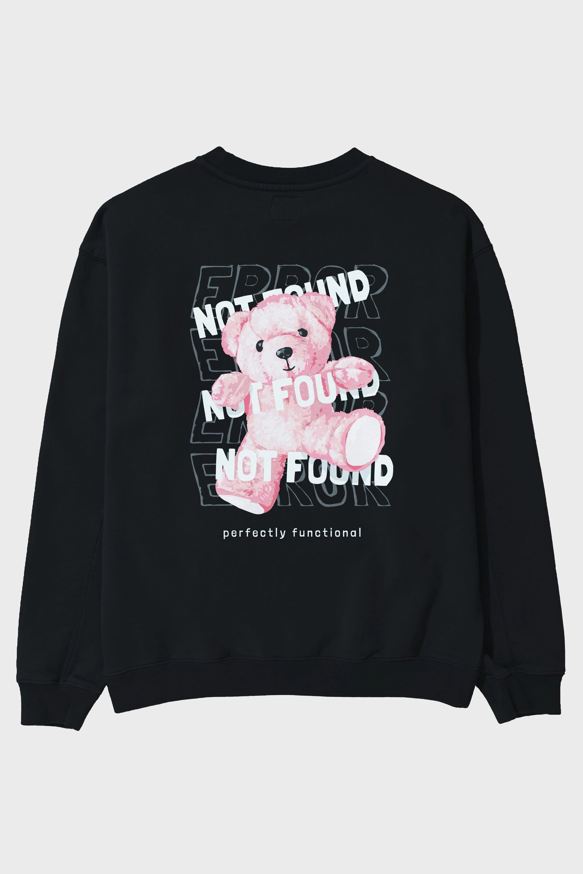 Error Not Found Bear Arka Baskılı Oversize Sweatshirt Erkek Kadın Unisex