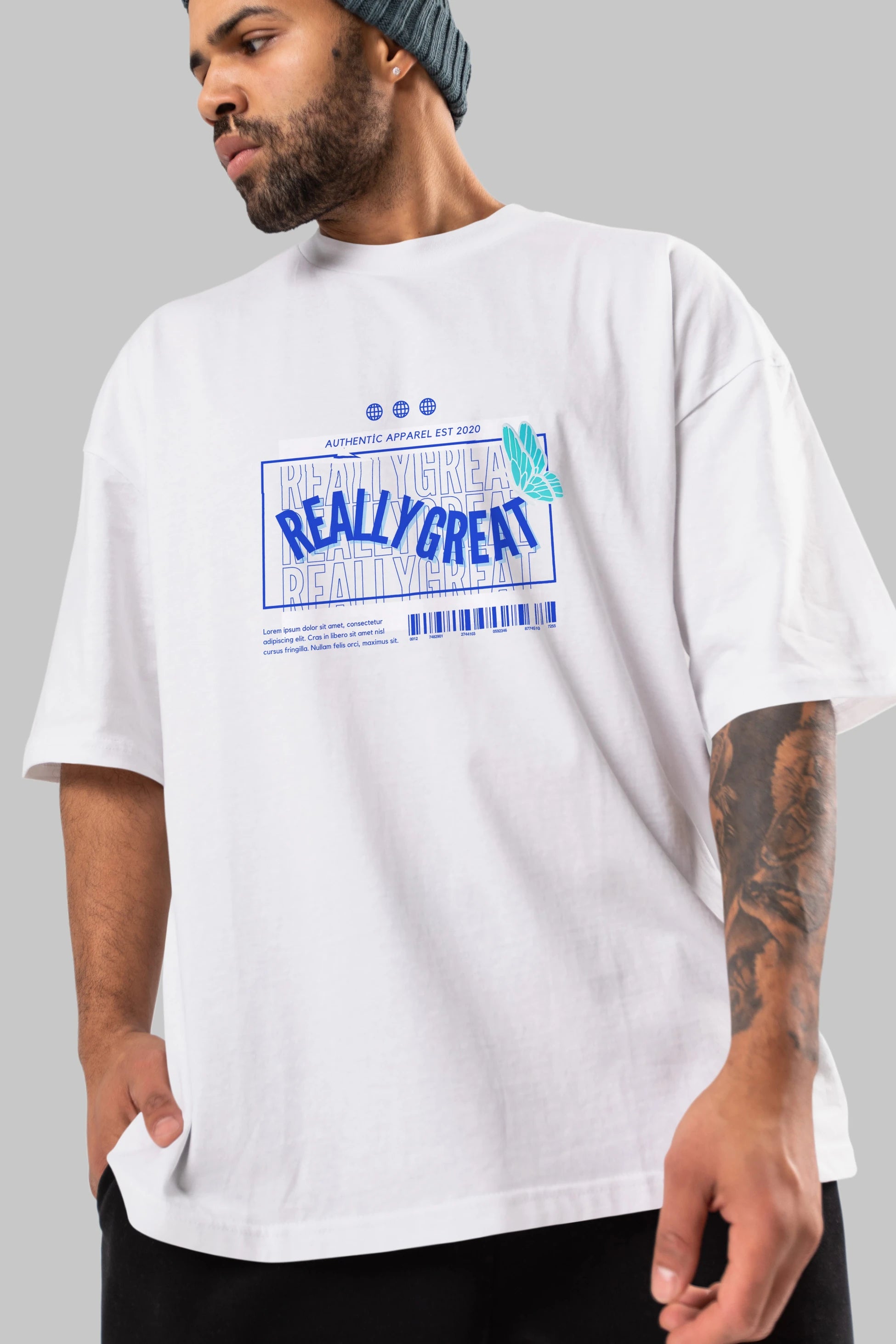 Really Great Yazılı Ön Baskılı Oversize t-shirt Erkek Kadın Unisex
