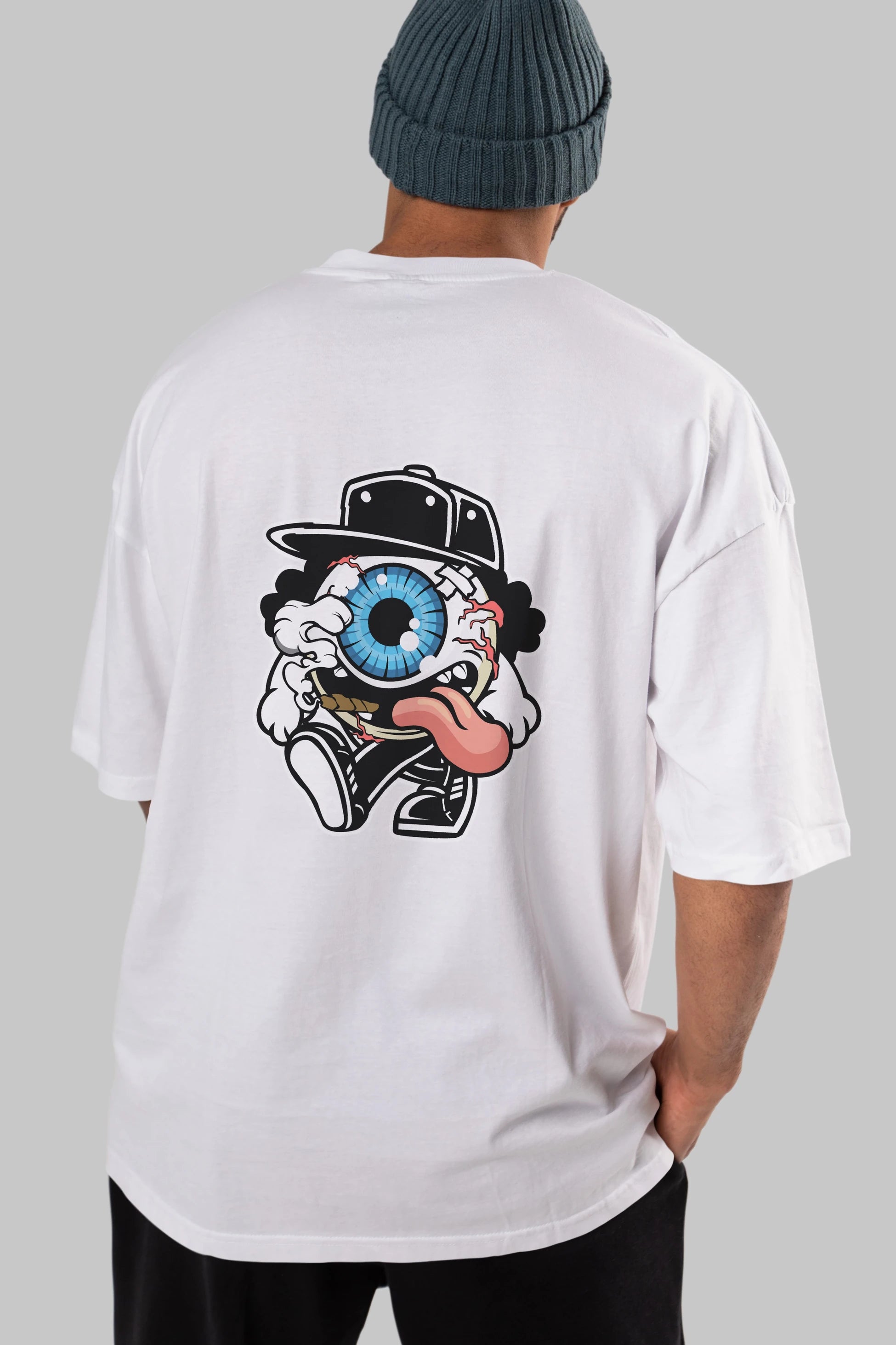 Eyeball Arka Baskılı Oversize t-shirt Erkek Kadın Unisex %100 Pamuk tişort