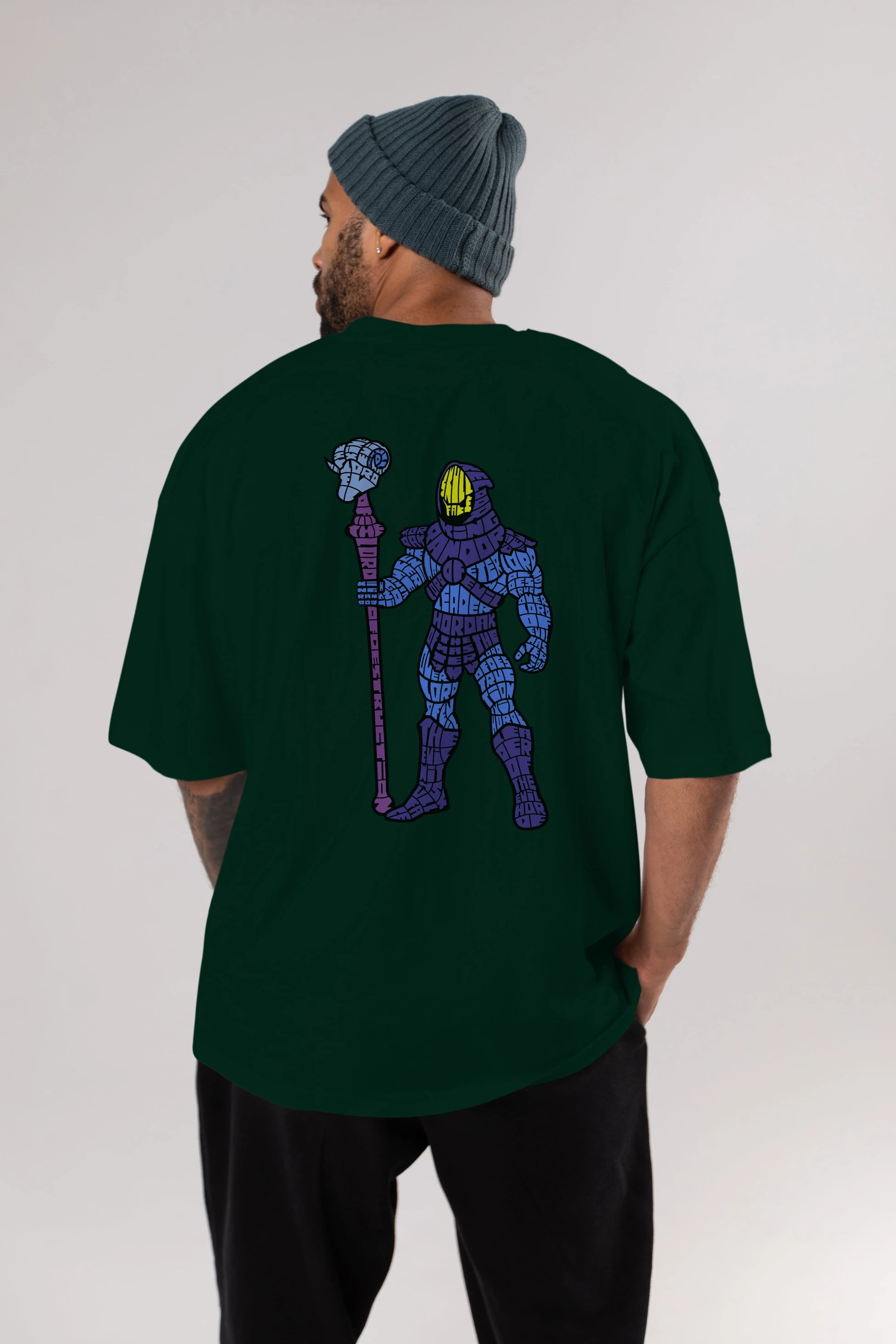 Skull Face Arka Baskılı Oversize t-shirt %100 pamuk Erkek Kadın Unisex