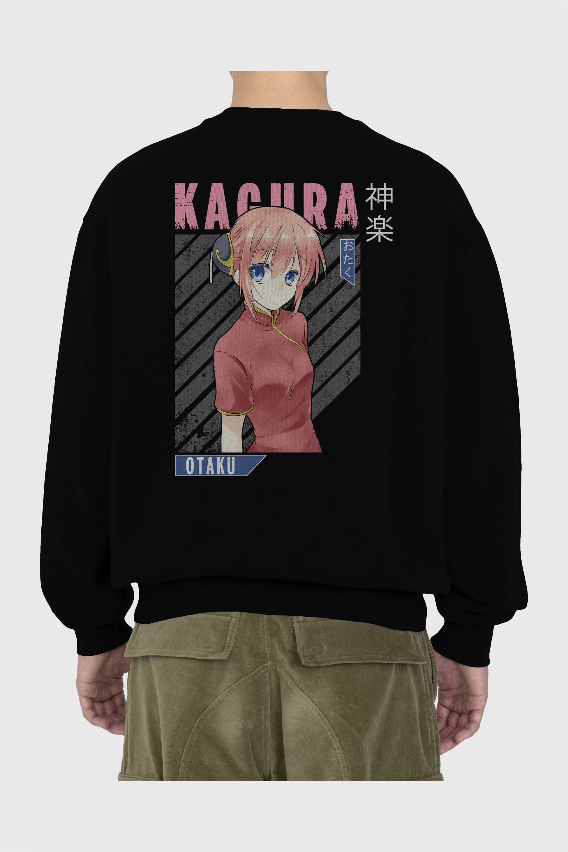 Kagura GINTAMA Anime Arka Baskılı Oversize Sweatshirt Erkek Kadın Unisex
