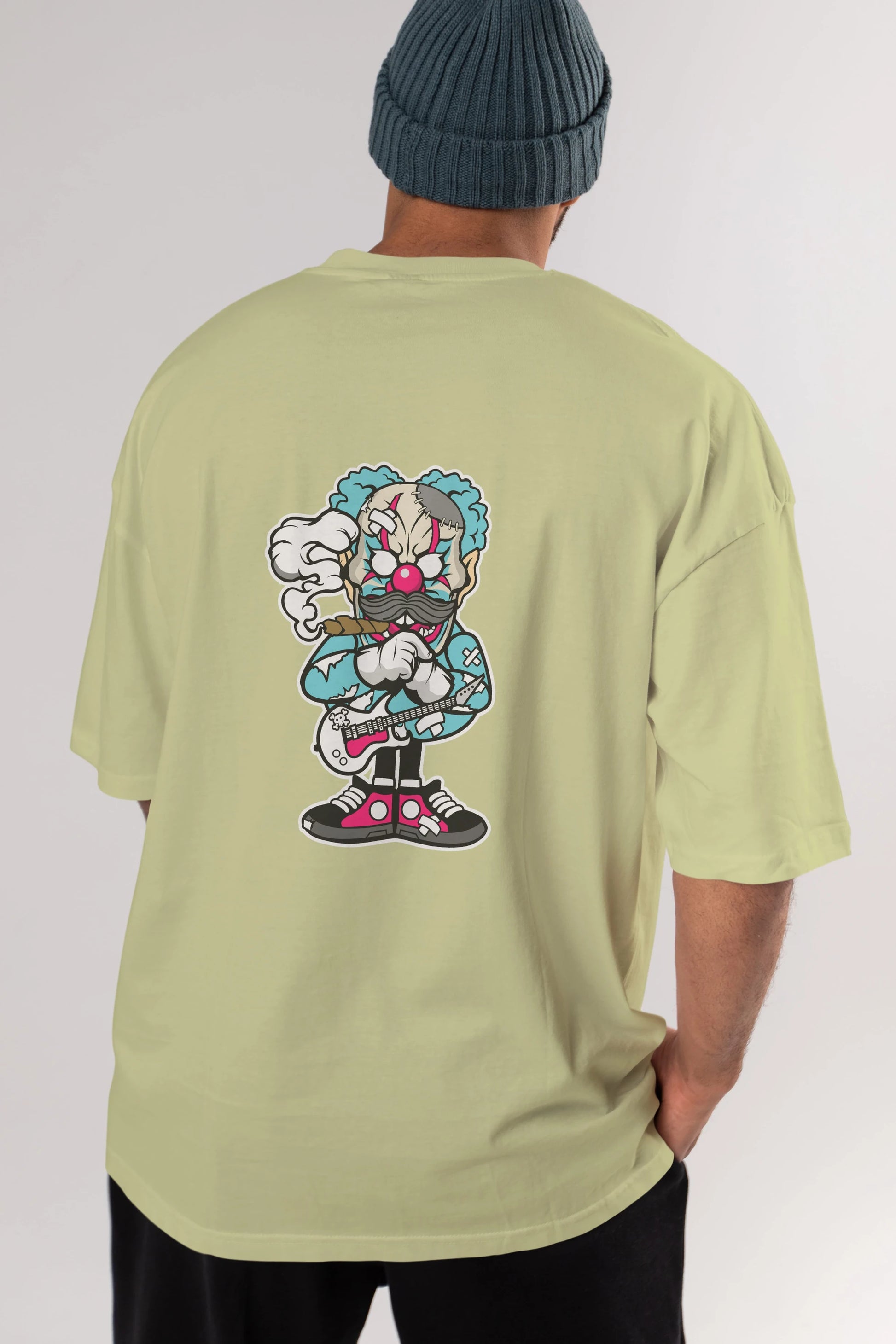 Clown Monster Arka Baskılı Oversize t-shirt Erkek Kadın Unisex %100 Pamuk tişort