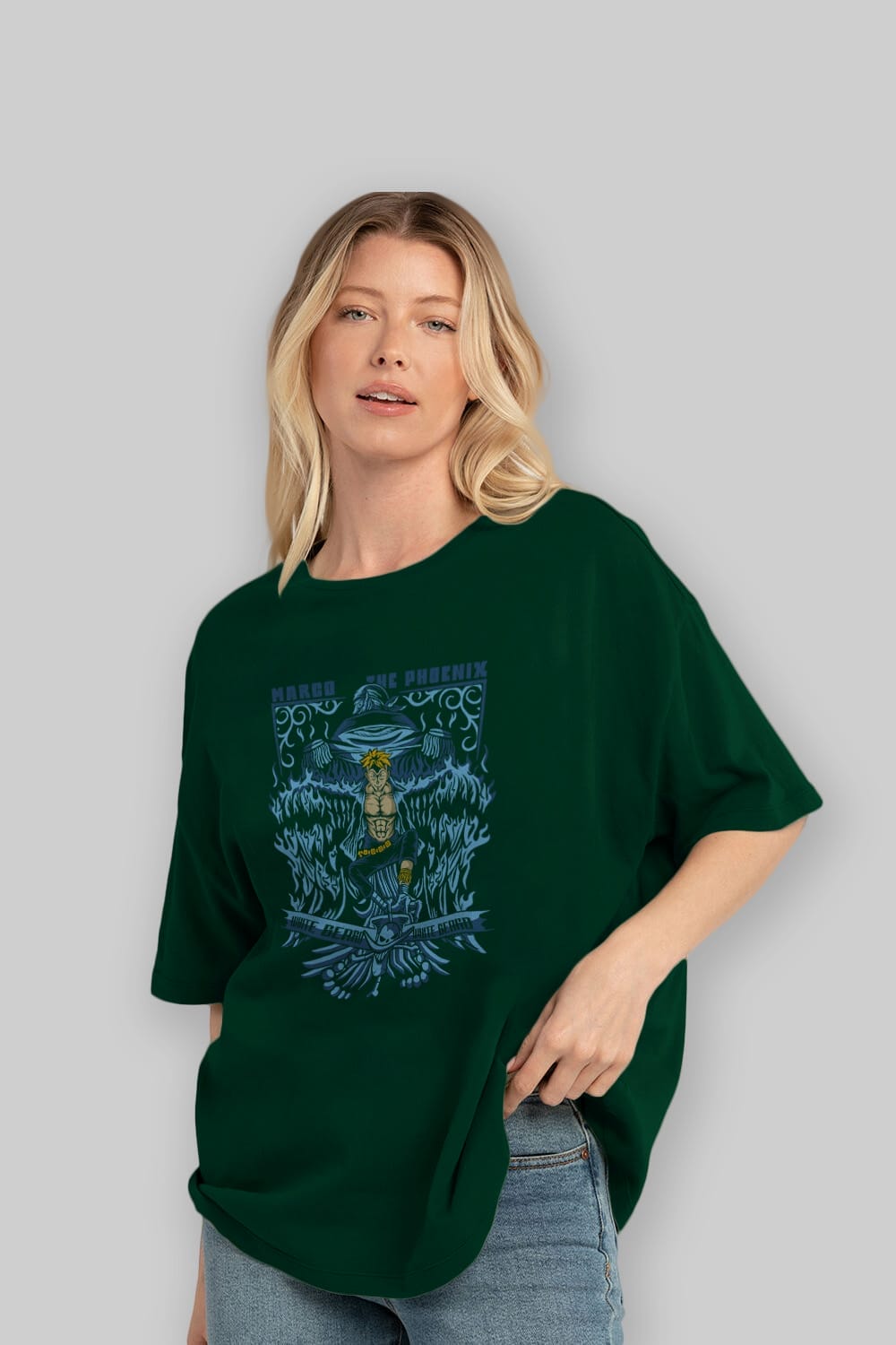 MARCO EL FENIX One Piece Anime Ön Baskılı Oversize t-shirt %100 pamuk Erkek Kadın Unisex