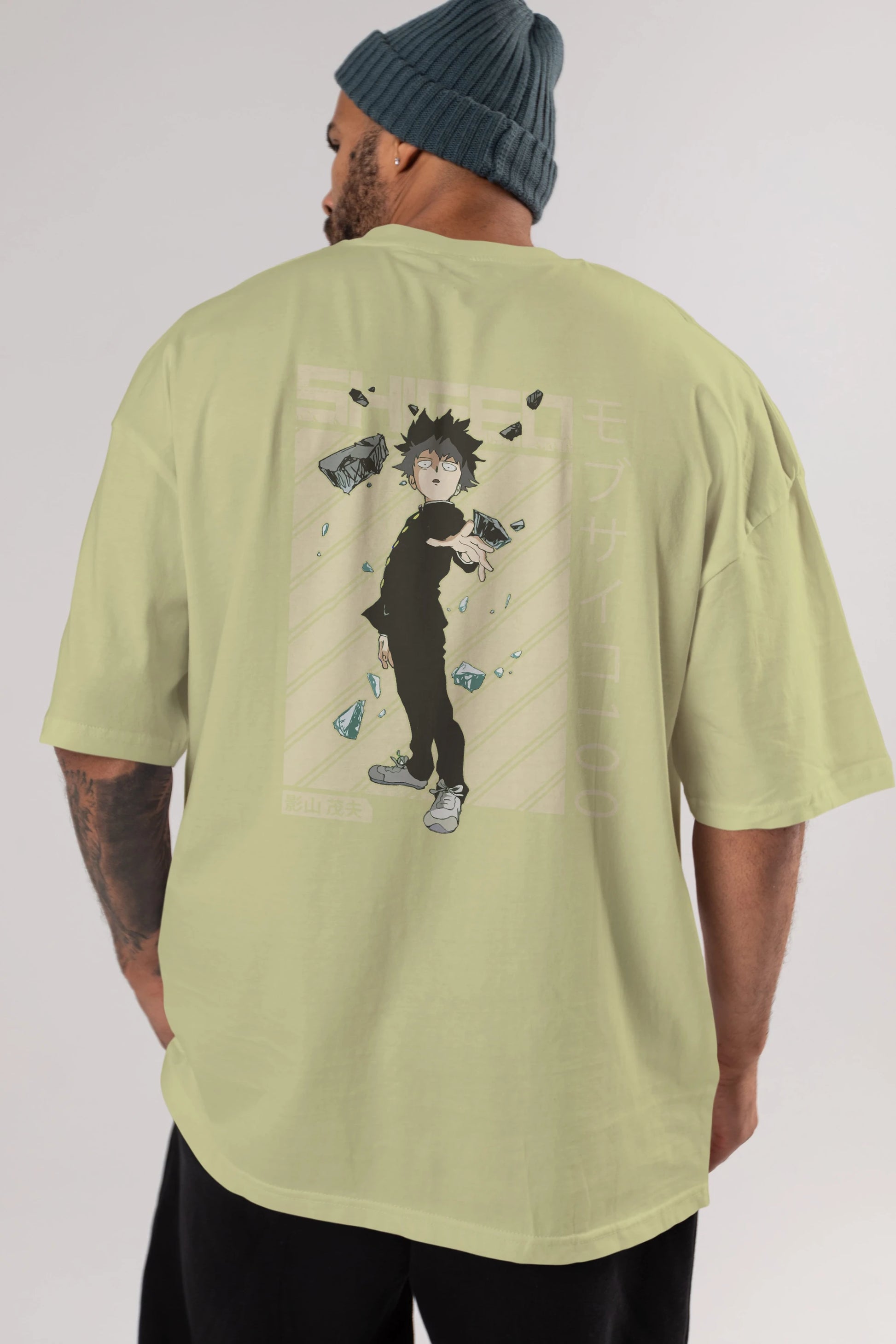 Shigeo Kageyama 3 Anime Arka Baskılı Oversize t-shirt Erkek Kadın Unisex