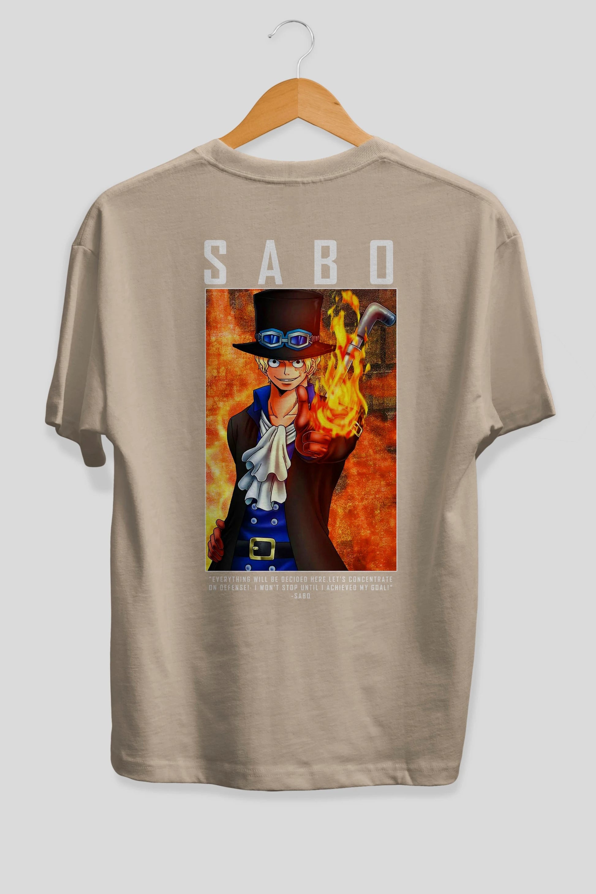 Sabo Anime Arka Baskılı Oversize t-shirt Erkek Kadın Unisex %100 pamuk tişort