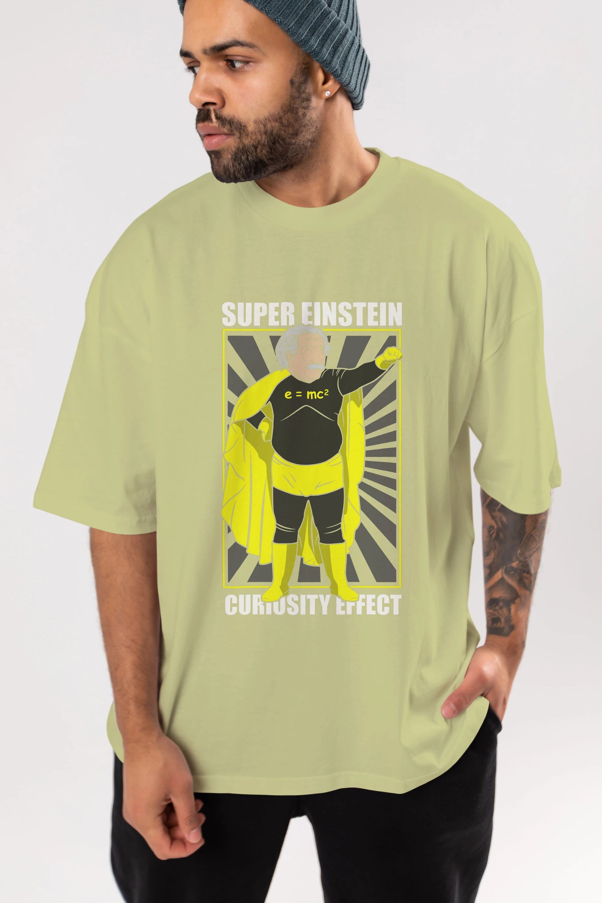 Super Einsten Ön Baskılı Oversize t-shirt Erkek Kadın Unisex %100 Pamuk tişort