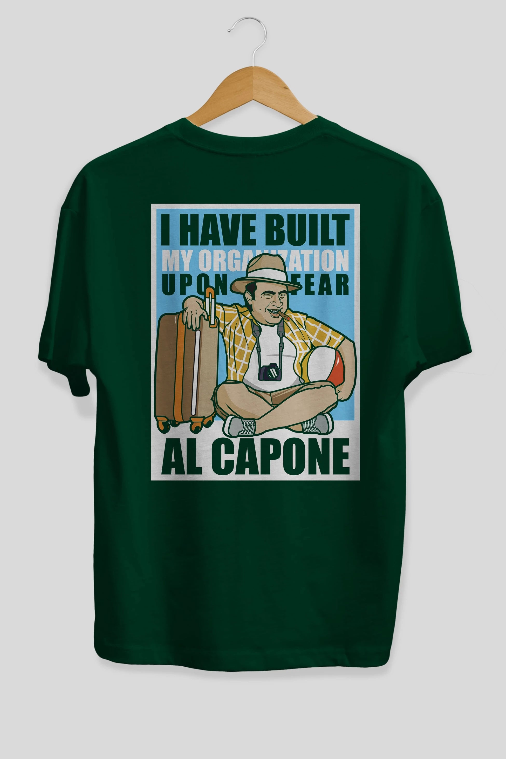 Al Capone Holiday Arka Baskılı Oversize t-shirt Erkek Kadın Unisex %100 Pamuk tişort