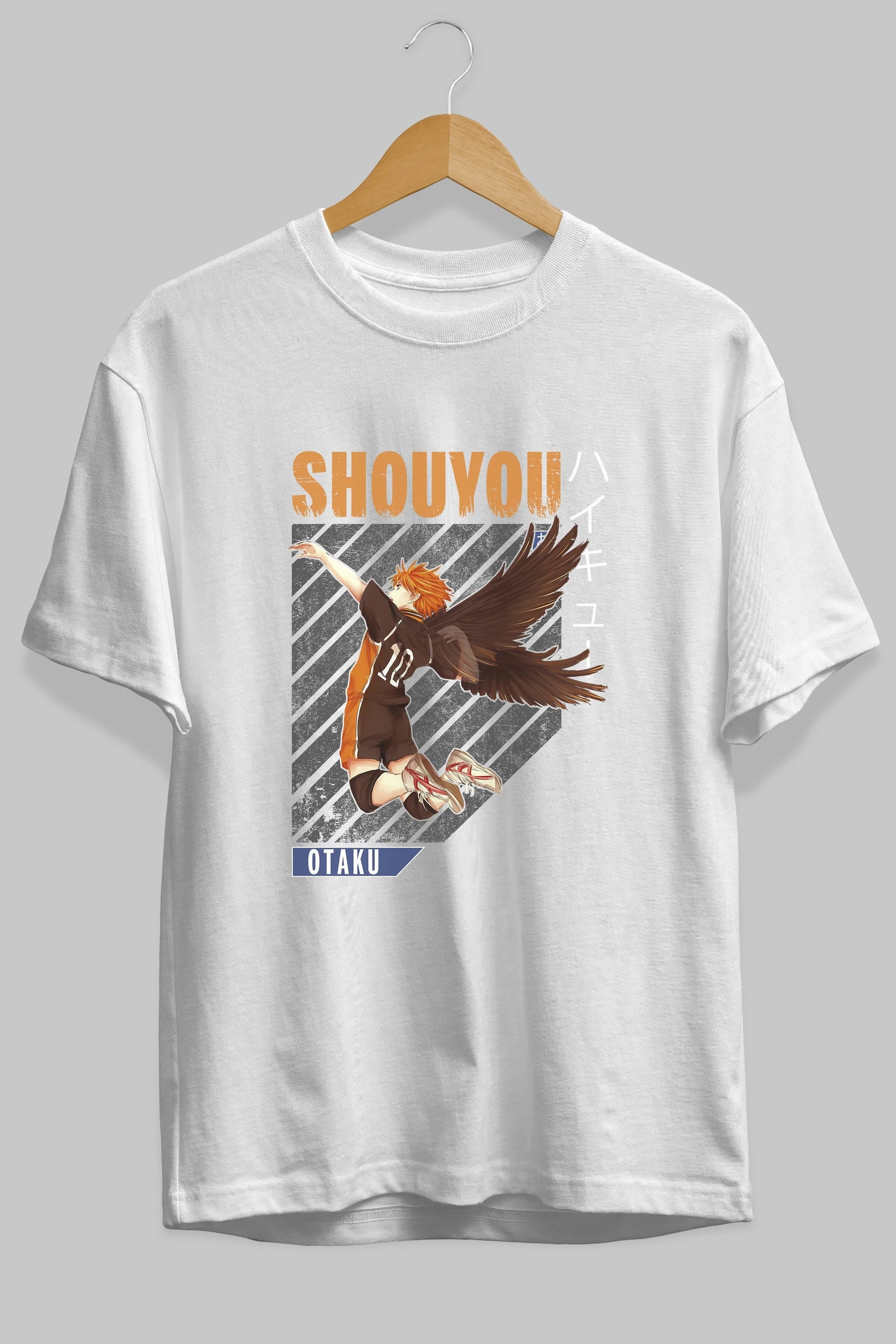 Shouyou Hinata 10 Anime Ön Baskılı Oversize t-shirt %100 pamuk Erkek Kadın Unisex