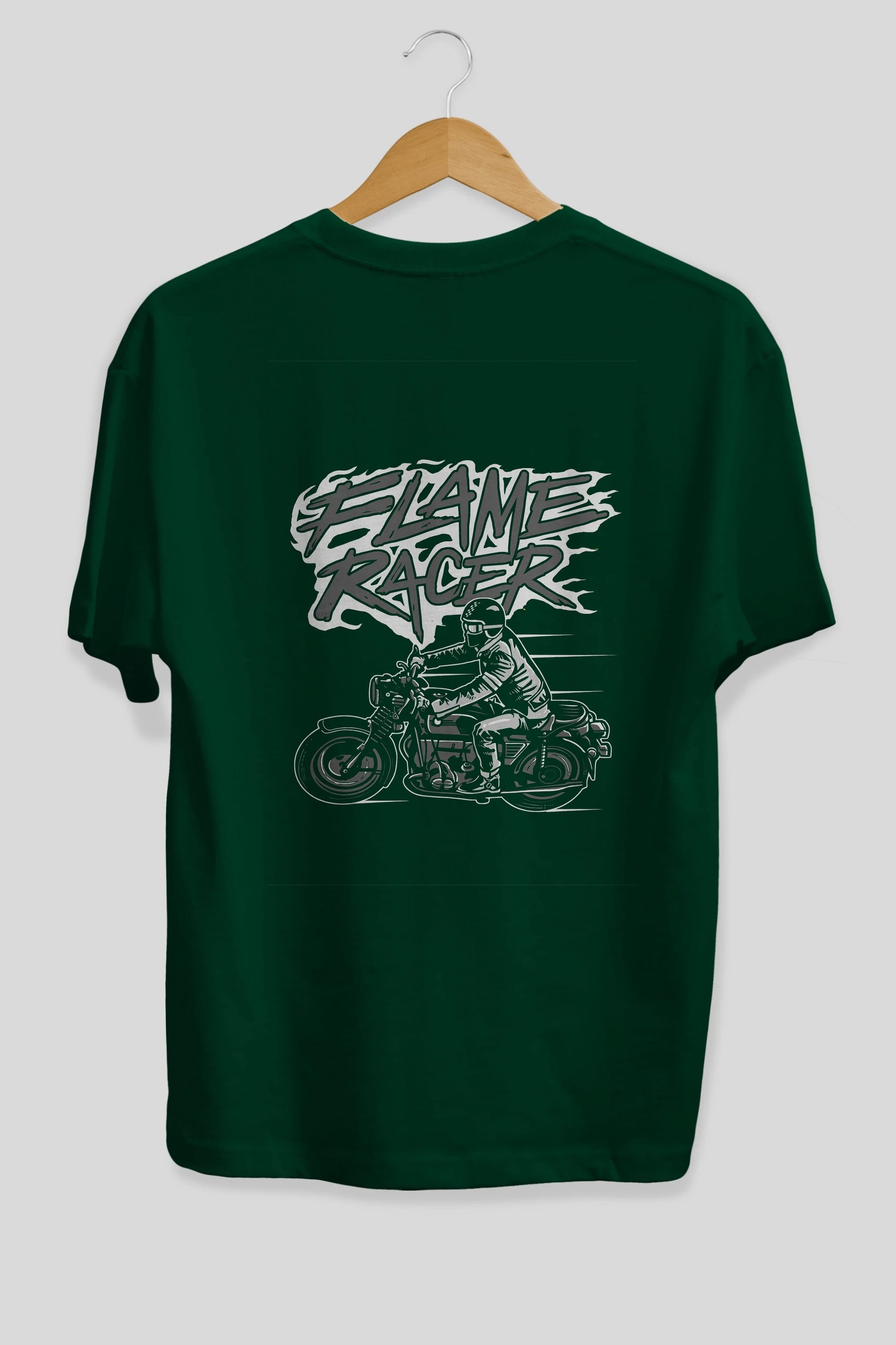 Flame Racer Arka Baskılı Oversize t-shirt Erkek Kadın Unisex %100 Pamuk