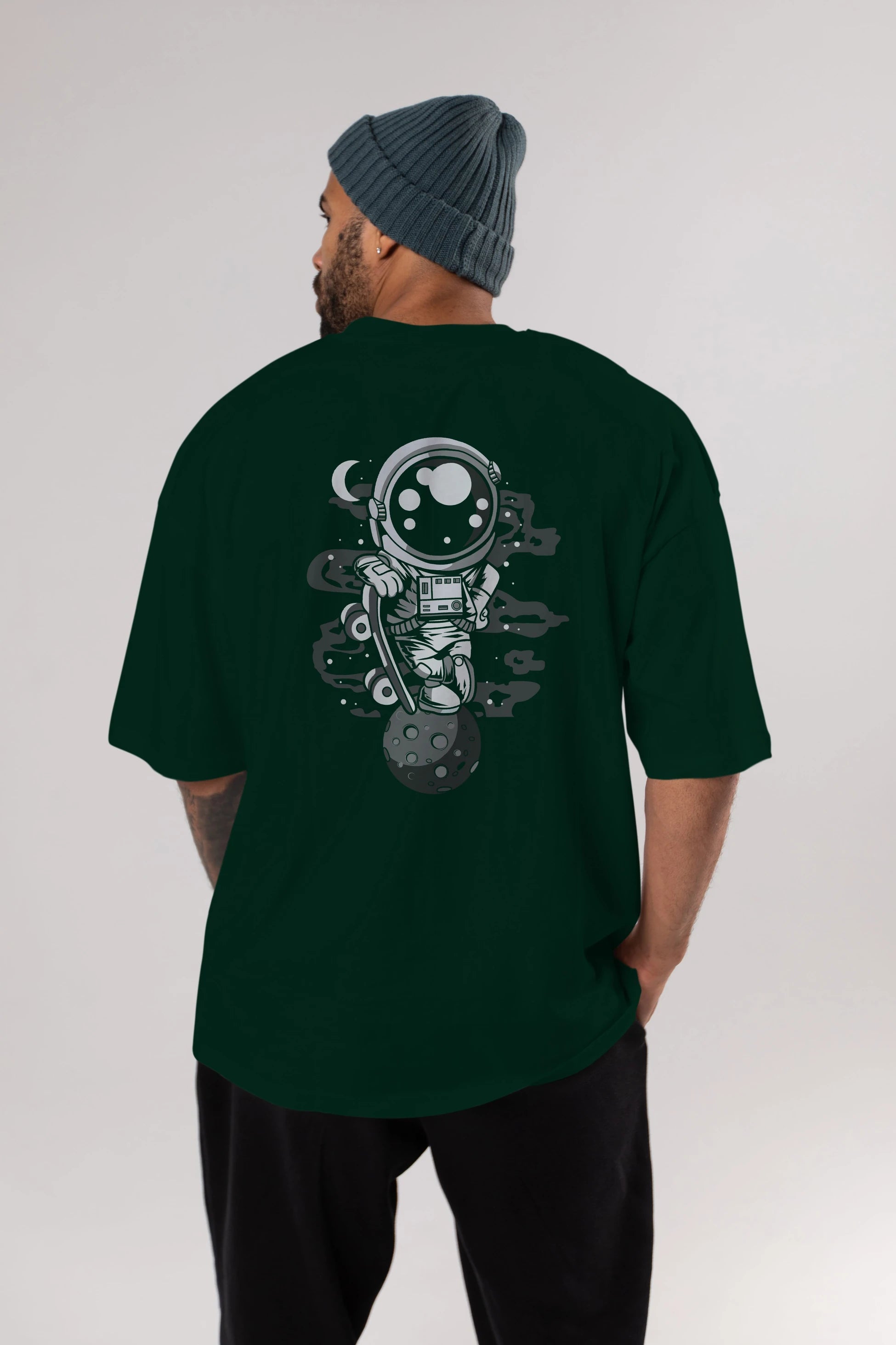 Astronaut Skater Boy Arka Baskılı Oversize t-shirt Erkek Kadın Unisex