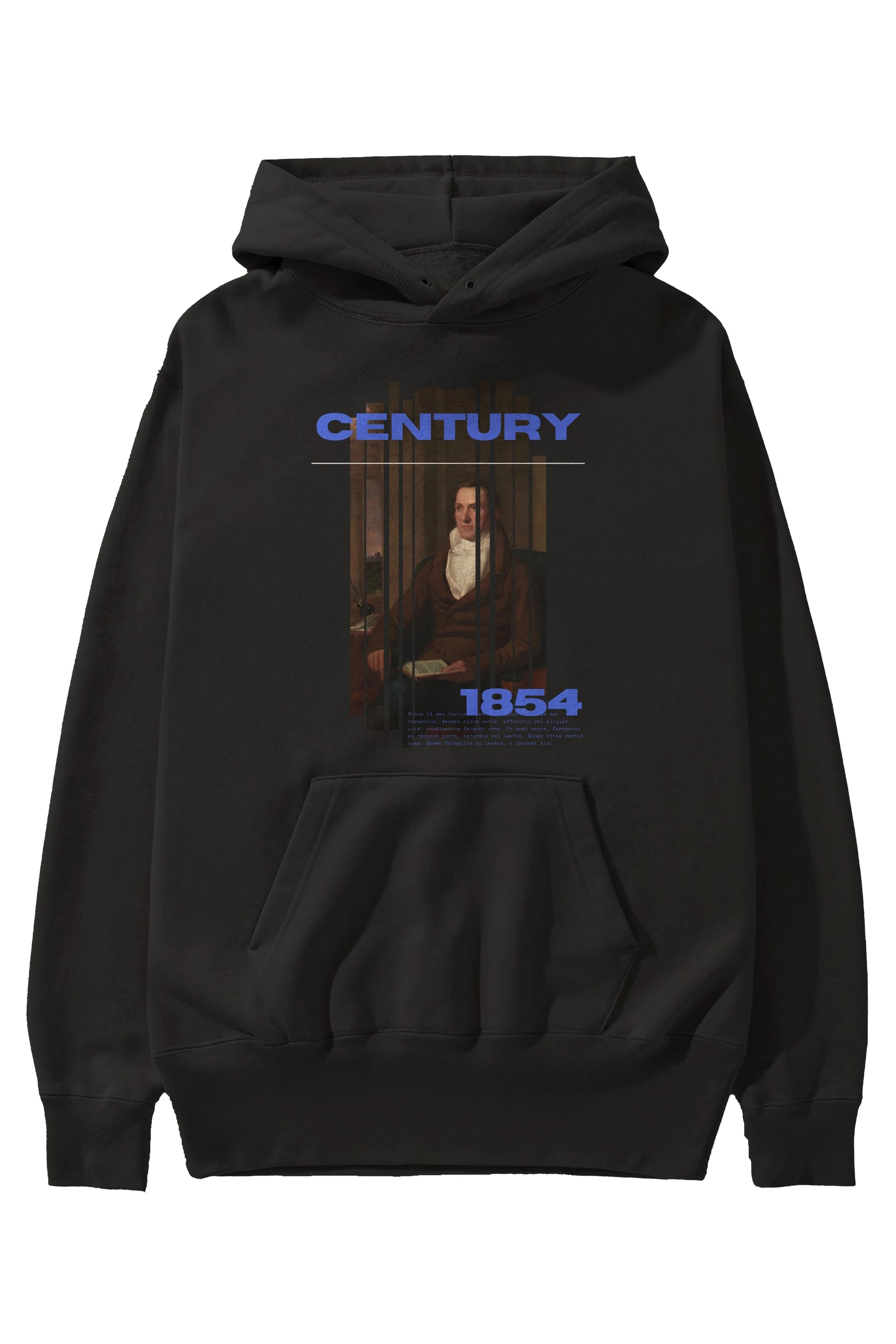 Century 1854 Yazılı Ön Baskılı Oversize Hoodie Kapüşonlu Sweatshirt Erkek Kadın Unisex
