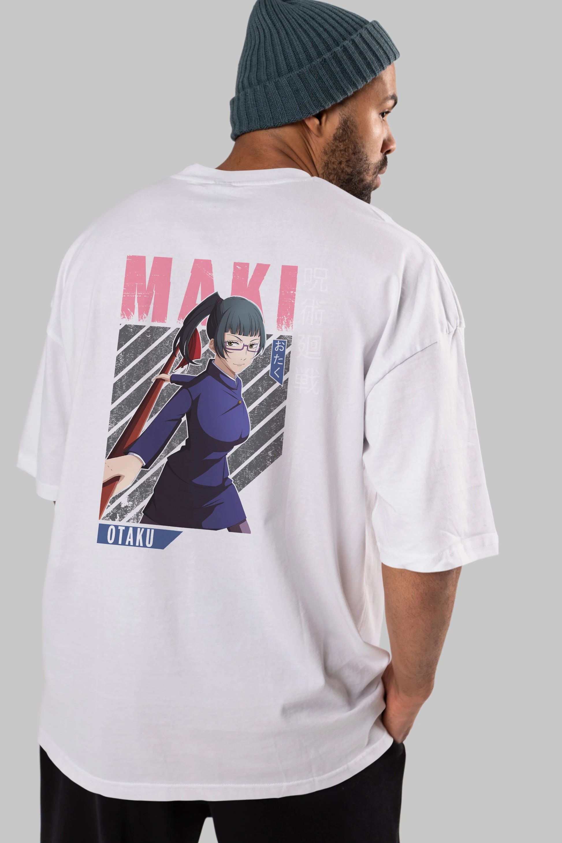 Maki Zenin CHAINSAWMAN Anime Arka Baskılı Oversize t-shirt Erkek Kadın Unisex