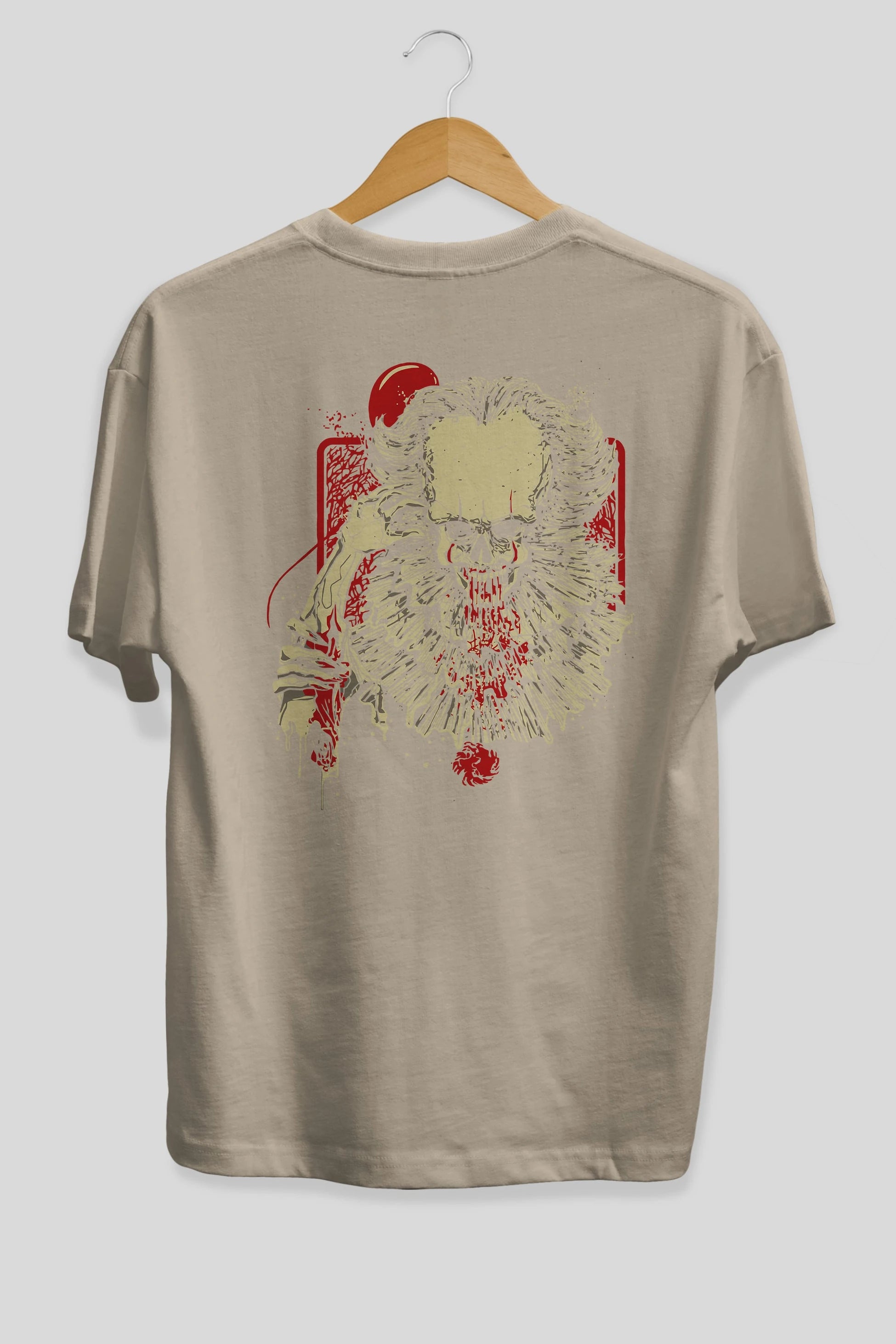 it (2) Arka Baskılı Oversize t-shirt Erkek Kadın Unisex %100 Pamuk Bisiklet Yaka tişort