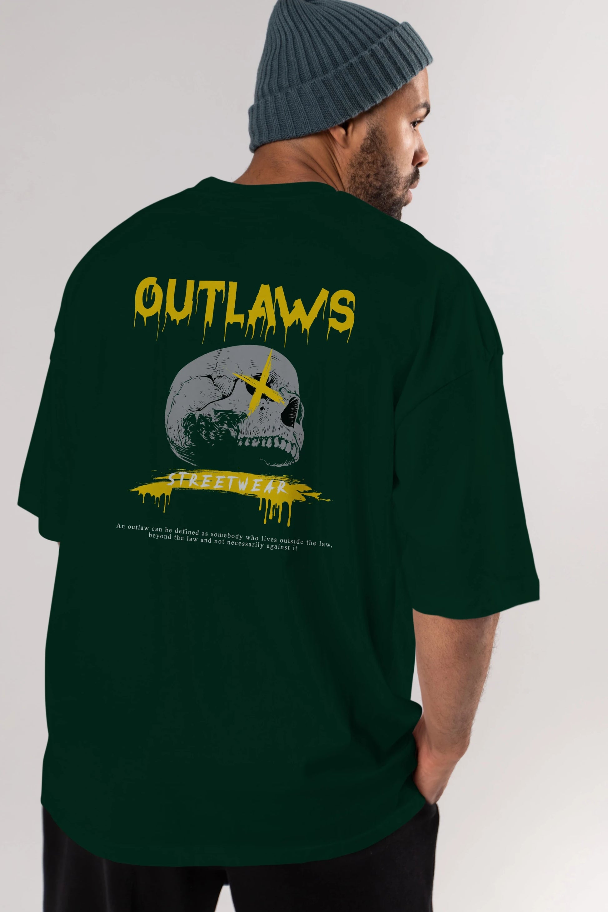 Outlaws Streetwear Arka Baskılı Oversize t-shirt Erkek Kadın Unisex