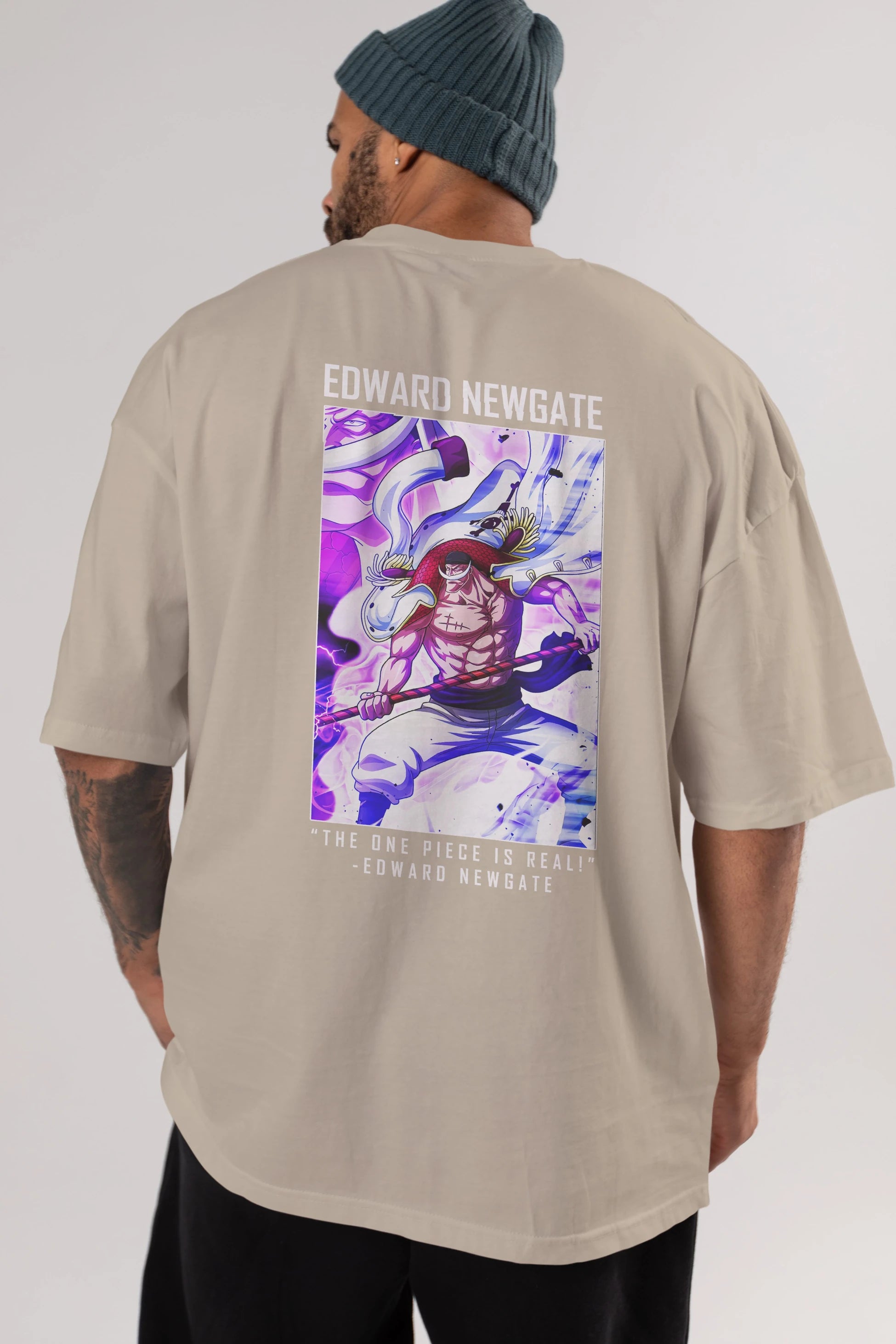 Edward Newgate Anime Arka Baskılı Oversize t-shirt Erkek Kadın Unisex %100 pamuk tişort