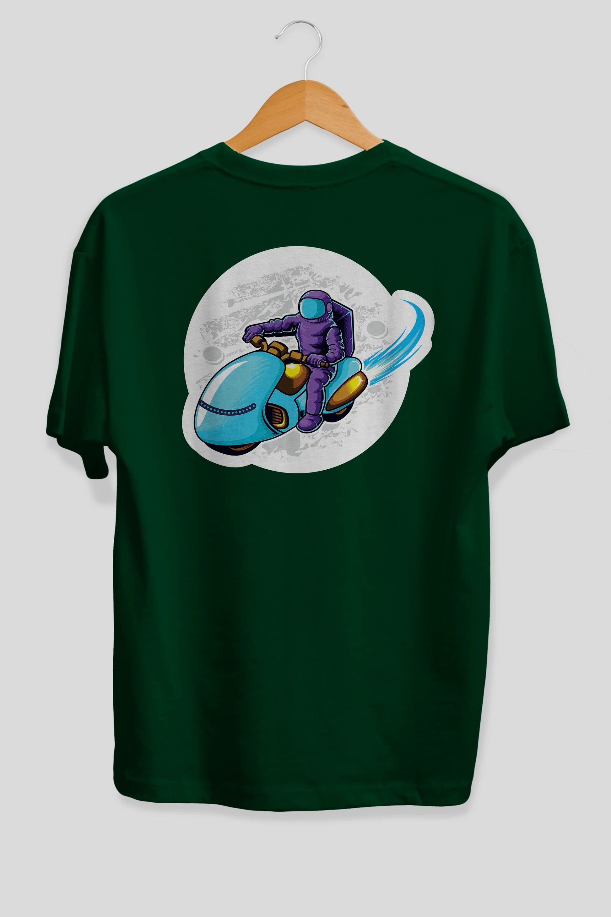 Astrorider in Space Sticker Arka Baskılı Oversize t-shirt Erkek Kadın Unisex