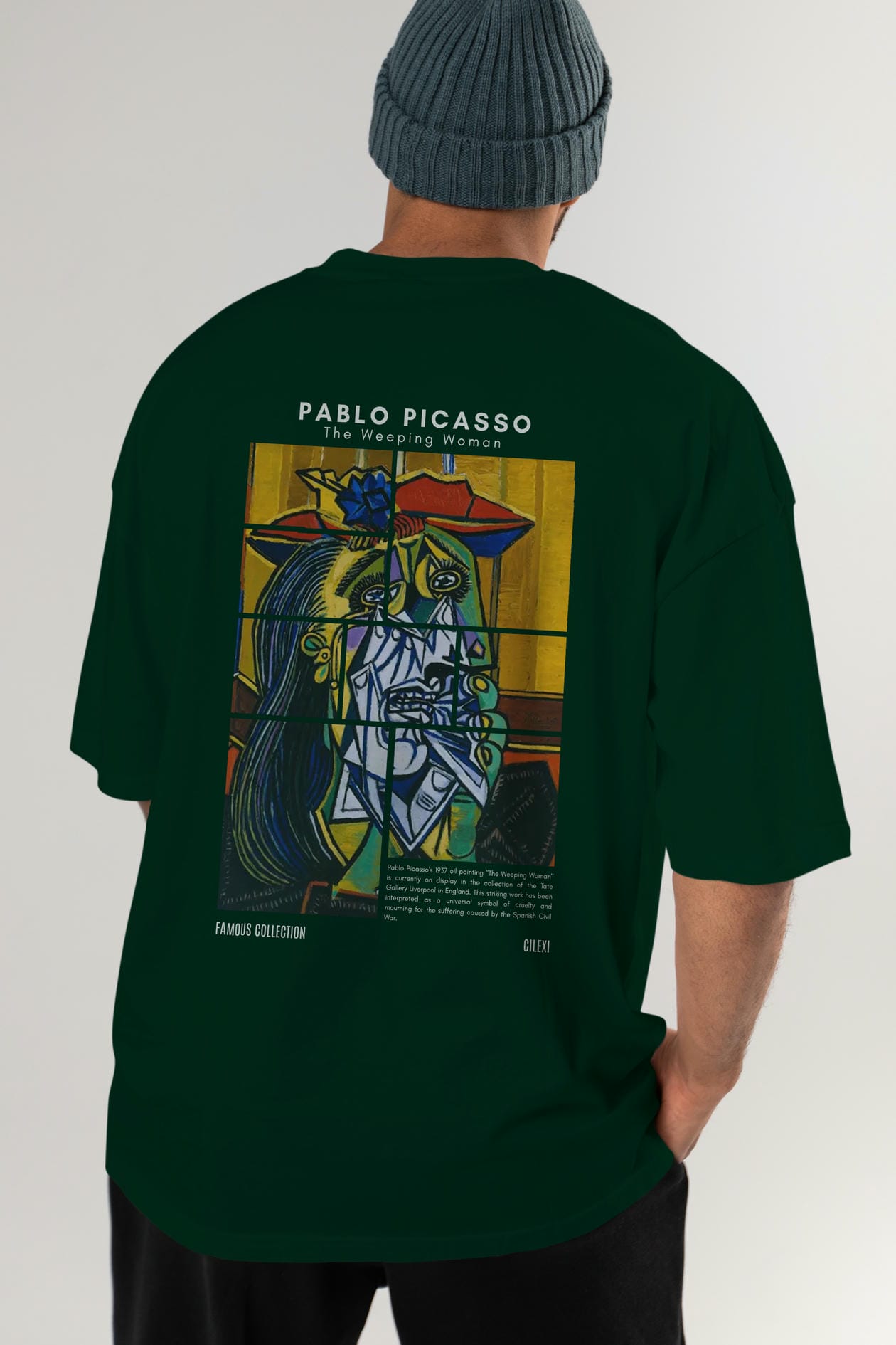 Pablo Picasso Arka Baskılı Oversize t-shirt Erkek Kadın Bisiklet Yaka Pamuk tişort