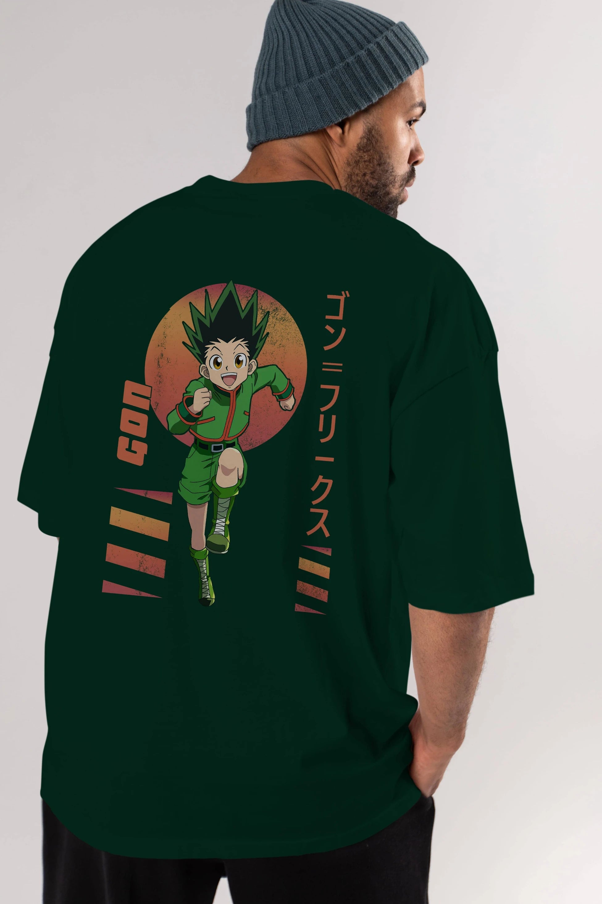 Gon Freecss HUNTER X HUNTER 2 Anime Arka Baskılı Oversize t-shirt Erkek Kadın Unisex
