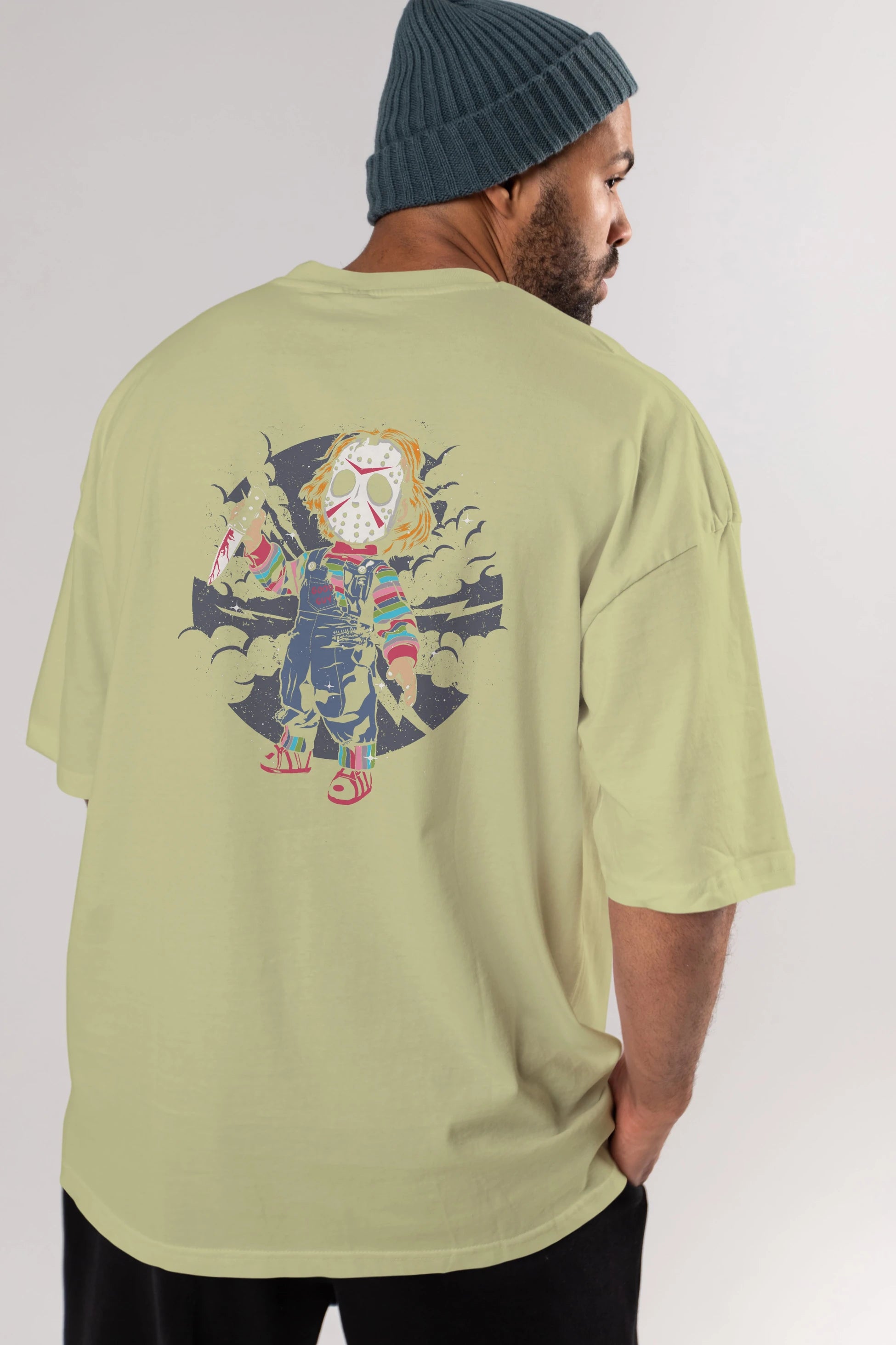 Chucky Arka Baskılı Oversize t-shirt Erkek Kadın Unisex %100 Pamuk