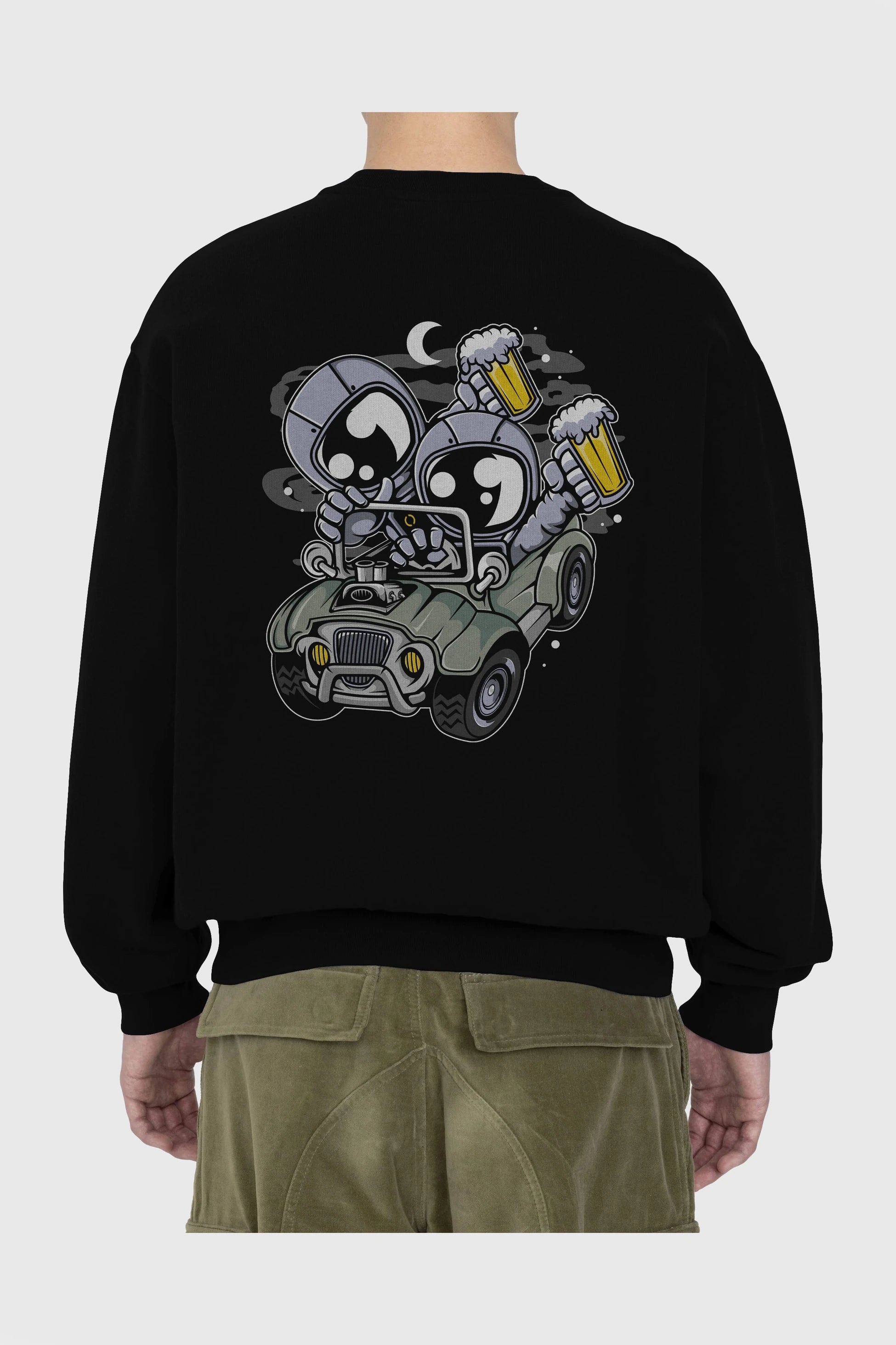Astronaut Offroad Arka Baskılı Oversize Sweatshirt Erkek Kadın Unisex