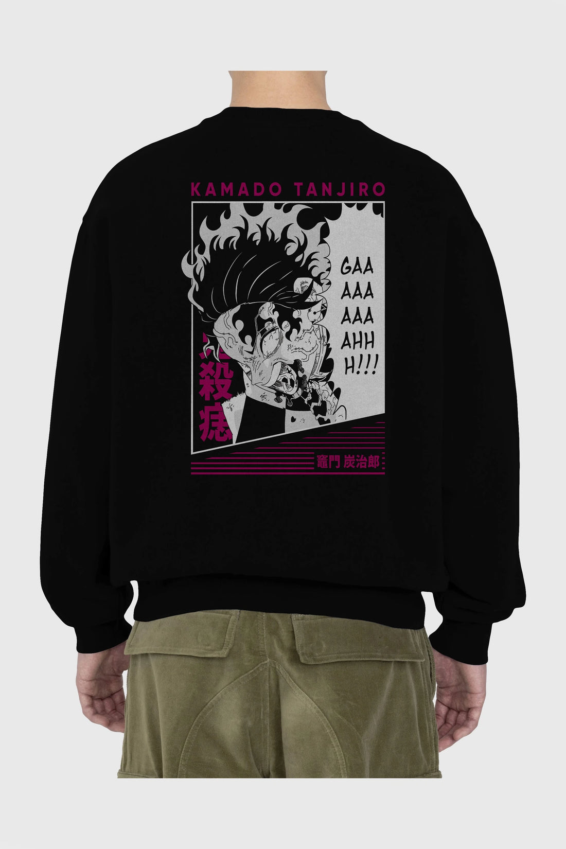 TANJIRO KAMADO 3 Anime Arka Baskılı Oversize Sweatshirt Erkek Kadın Unisex