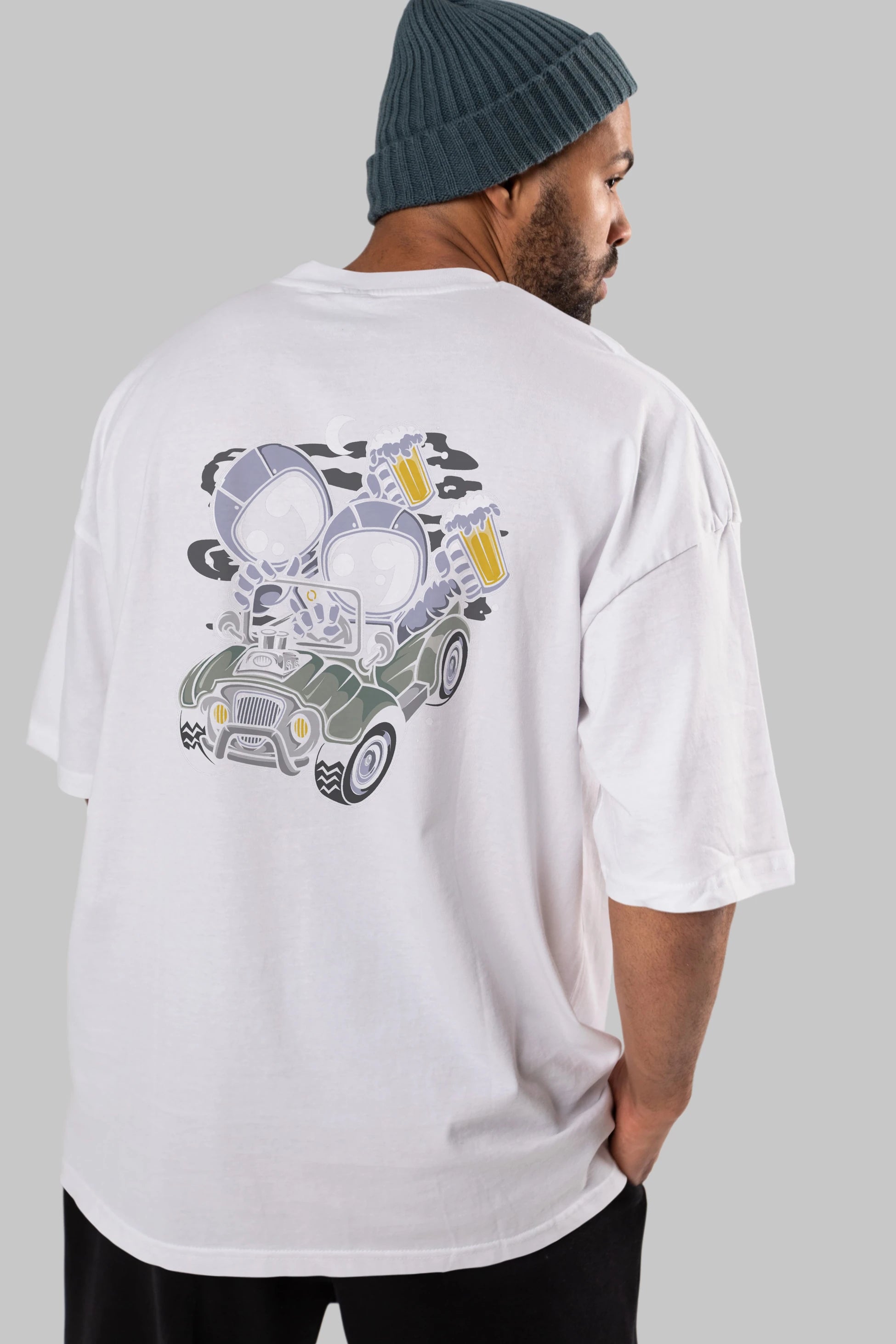 Astronaut Offroad Arka Baskılı Oversize t-shirt Erkek Kadın Unisex