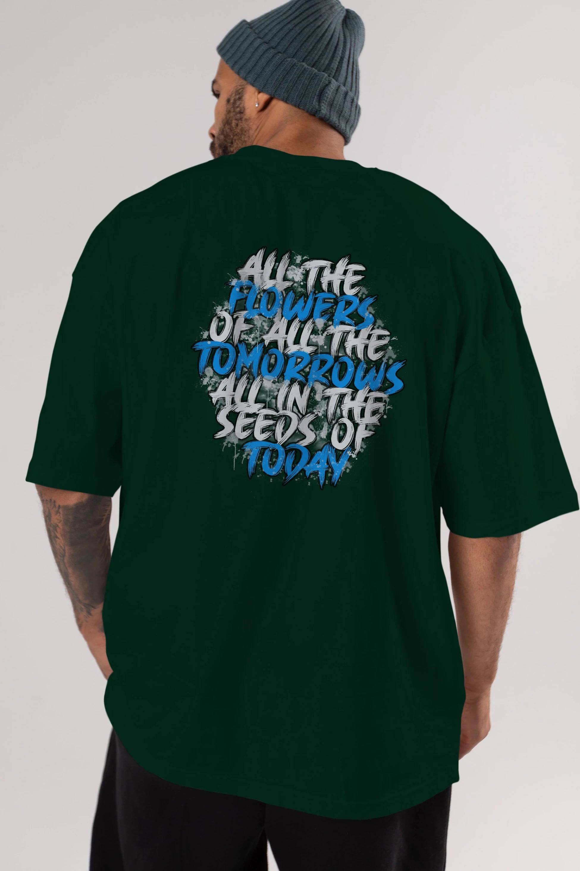 All The Flowers Arka Baskılı Oversize t-shirt Erkek Kadın Unisex