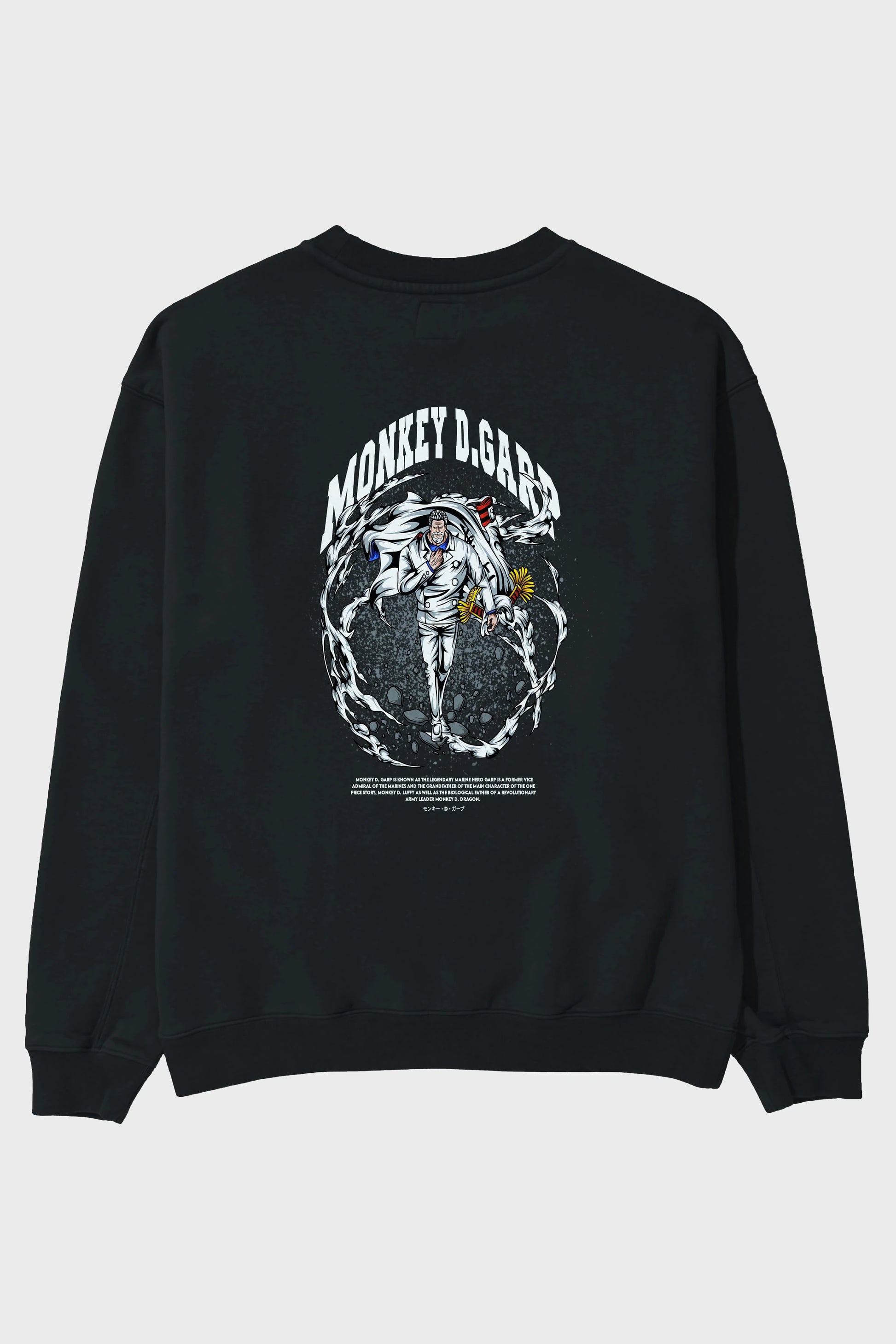 Monkey D. Garp Anime Arka Baskılı Oversize Sweatshirt Erkek Kadın Unisex