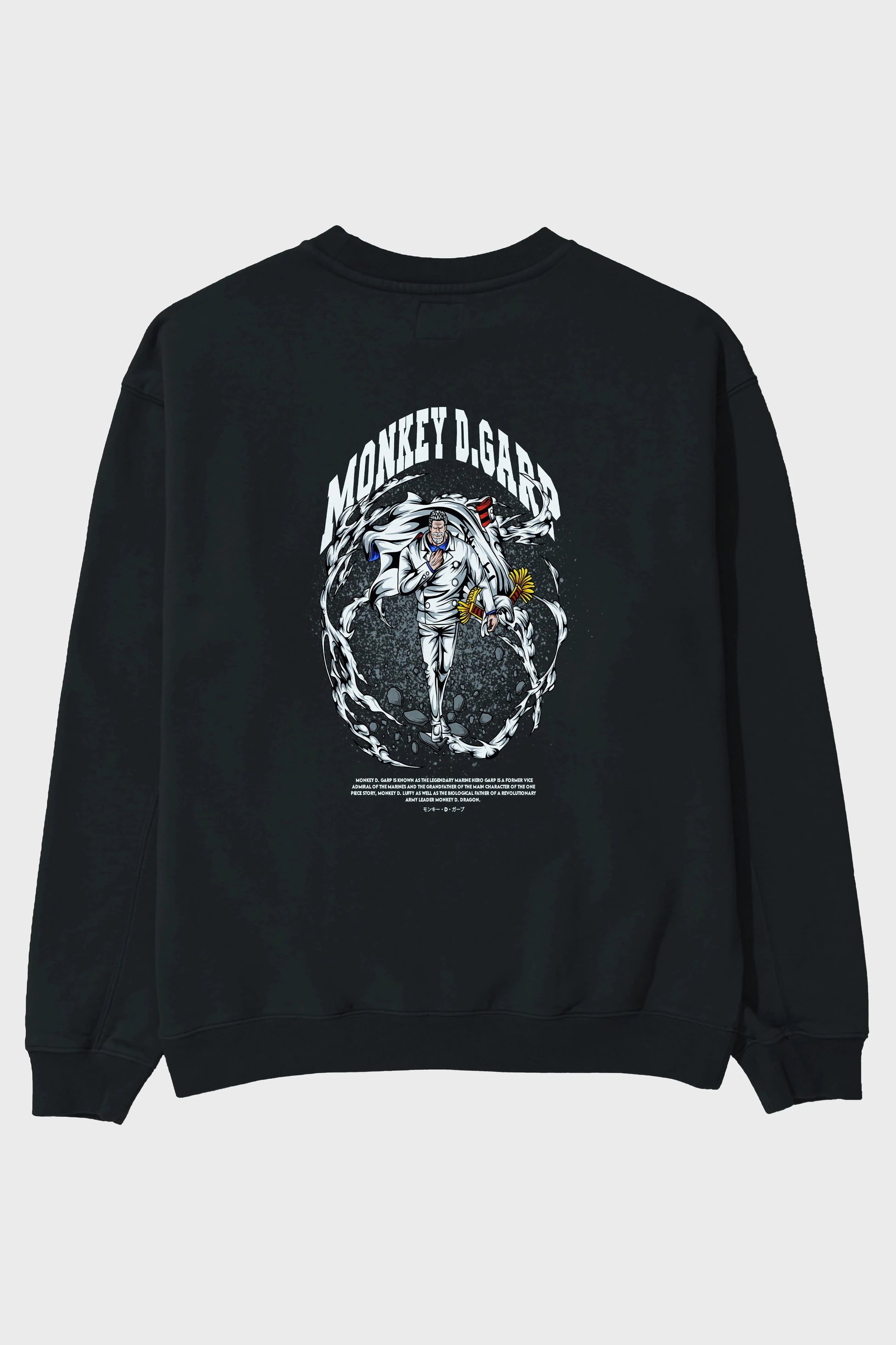 Monkey D. Garp Anime Arka Baskılı Oversize Sweatshirt Erkek Kadın Unisex