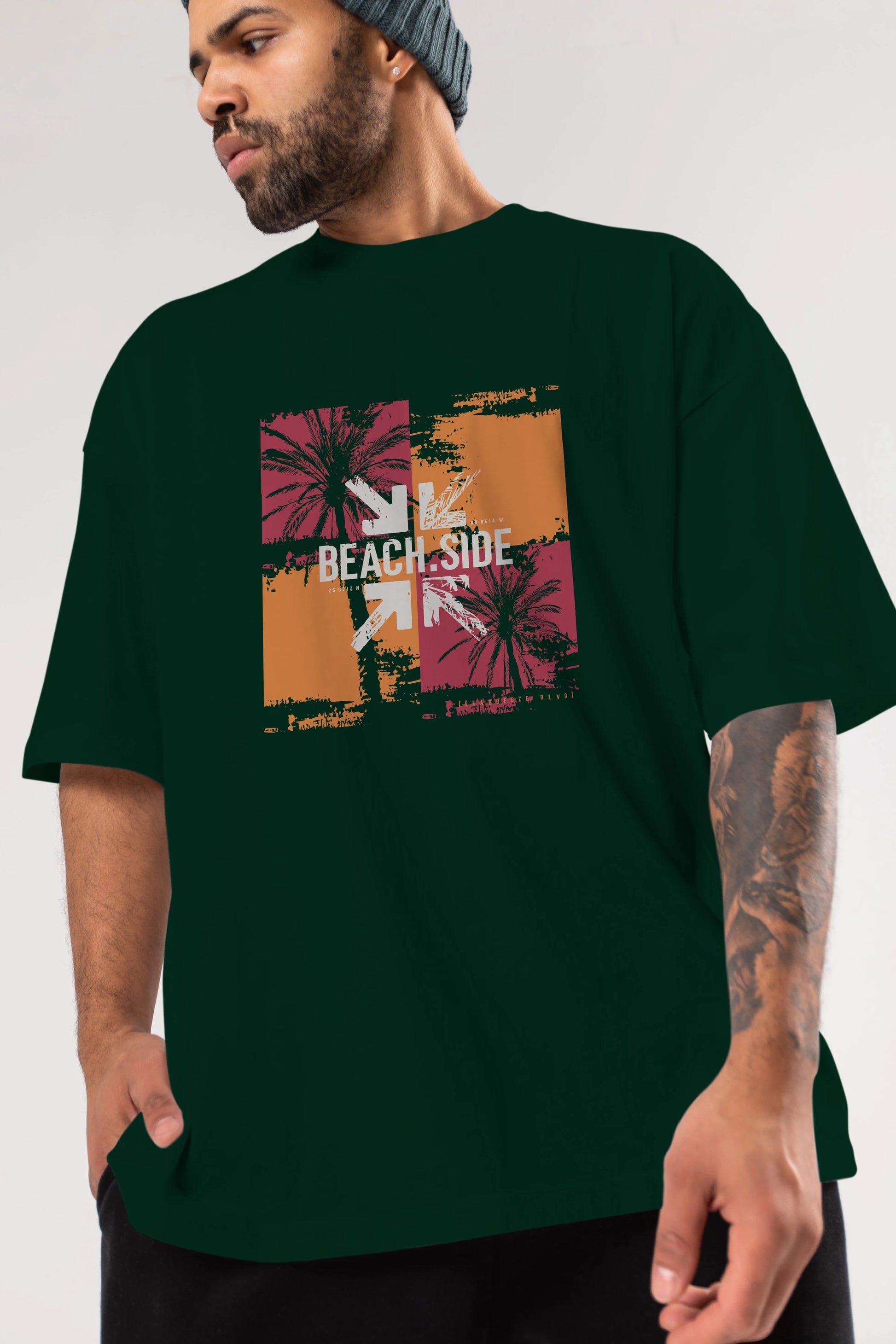 Beach Side Ön Baskılı Oversize t-shirt Erkek Kadın Unisex