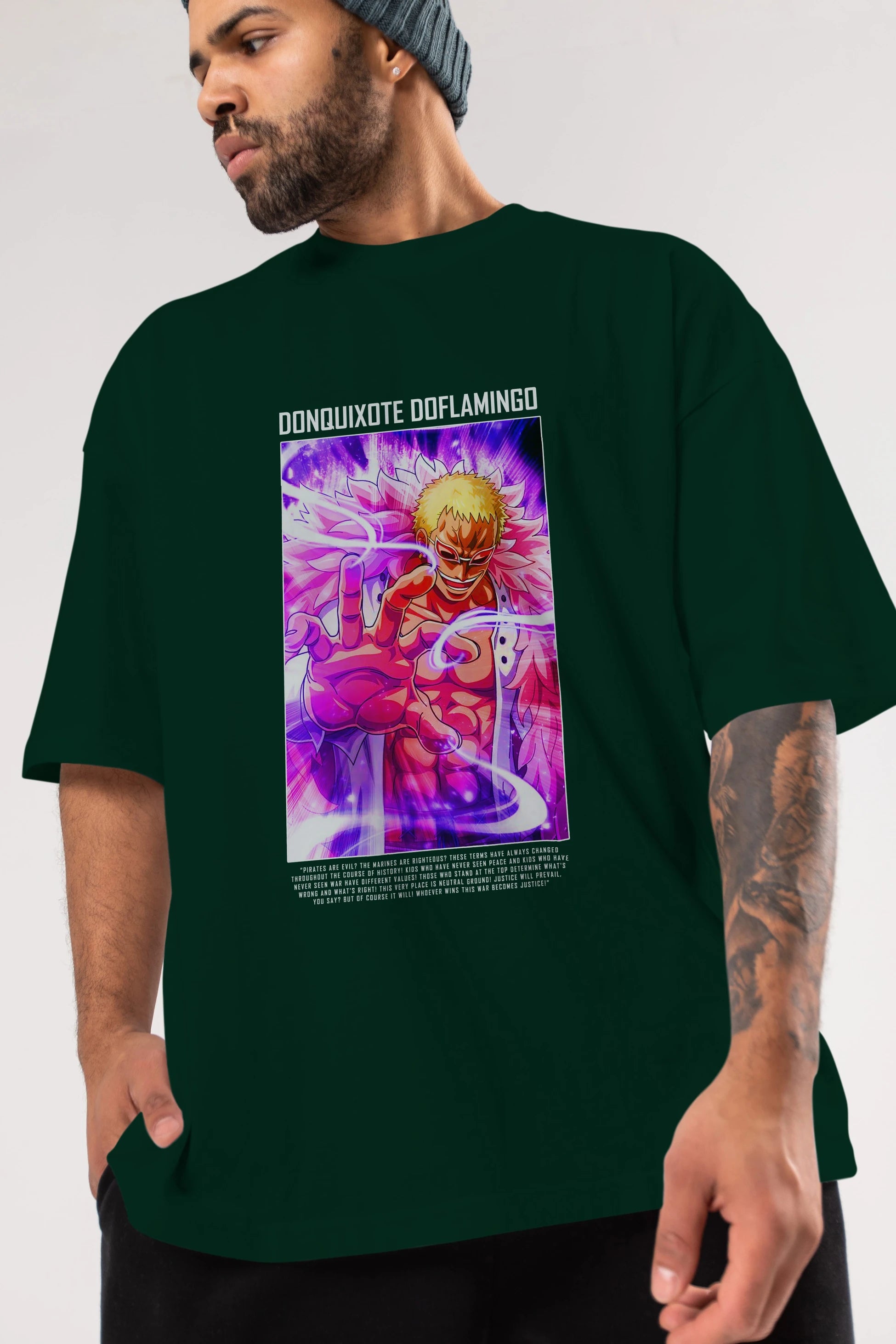 Doflamingo Anime Ön Baskılı Oversize t-shirt Erkek Kadın Unisex
