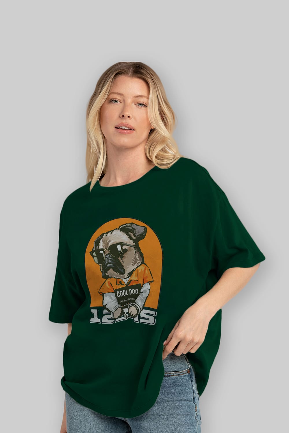 Cool Dog Ön Baskılı Oversize t-shirt Erkek Kadın Unisex