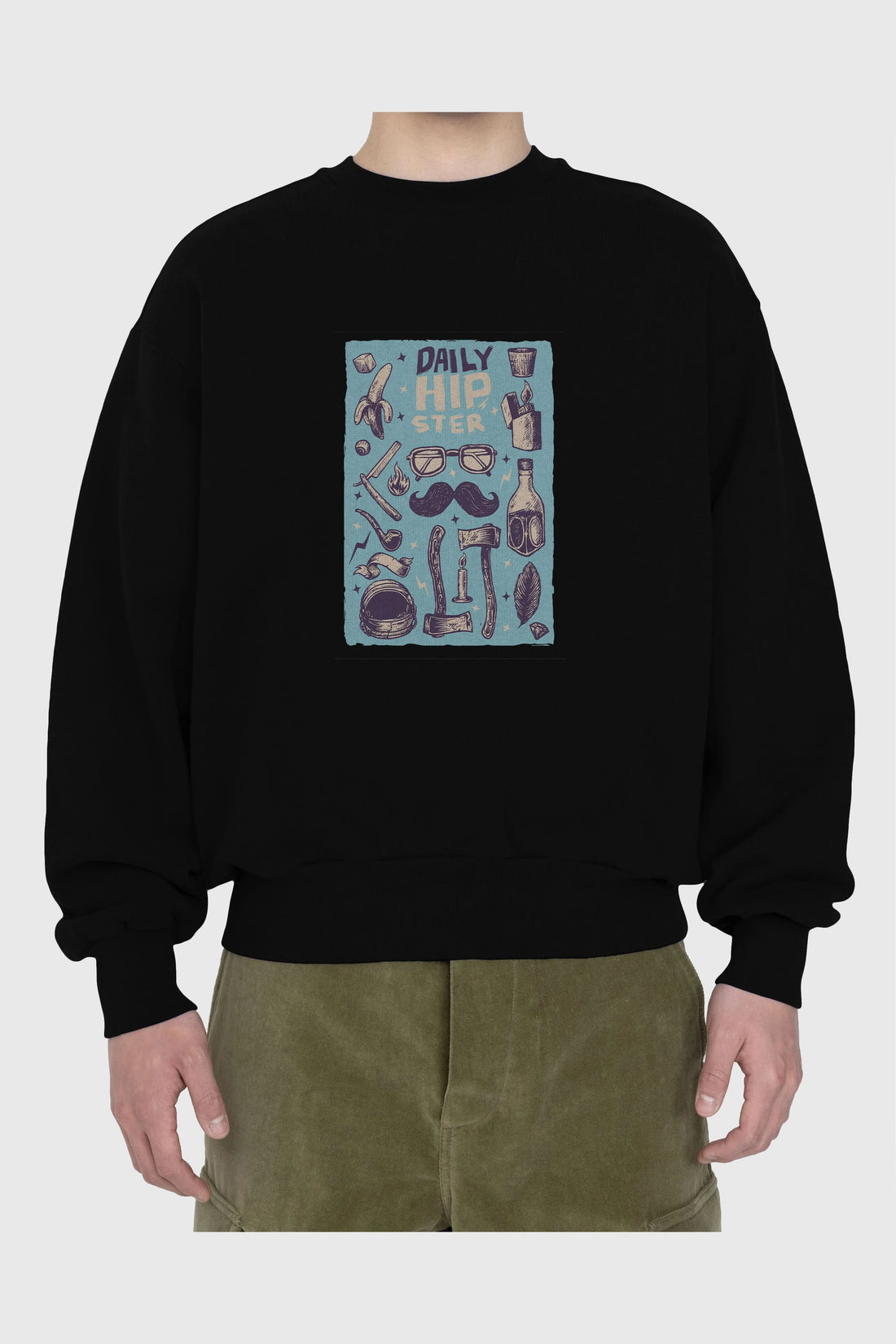 Hipster Ön Baskılı Oversize Sweatshirt Erkek Kadın Unisex