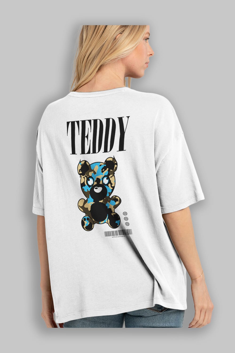 Teddy Bear Streetwear Arka Baskılı Oversize t-shirt Erkek Kadın Unisex