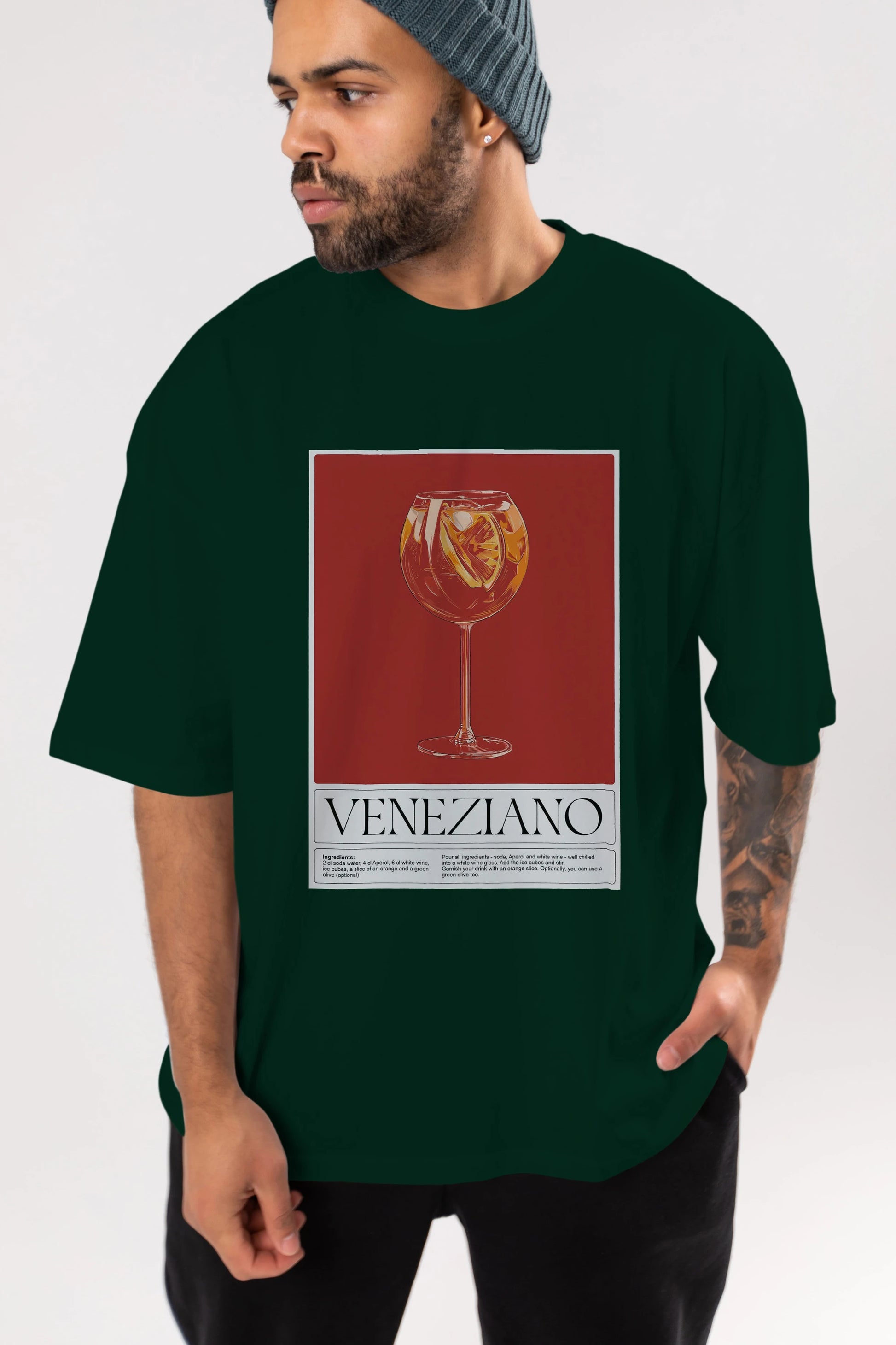 Veneziano Ön Baskılı Oversize t-shirt Erkek Kadın Unisex %100 Pamuk Bisiklet Yaka tişort