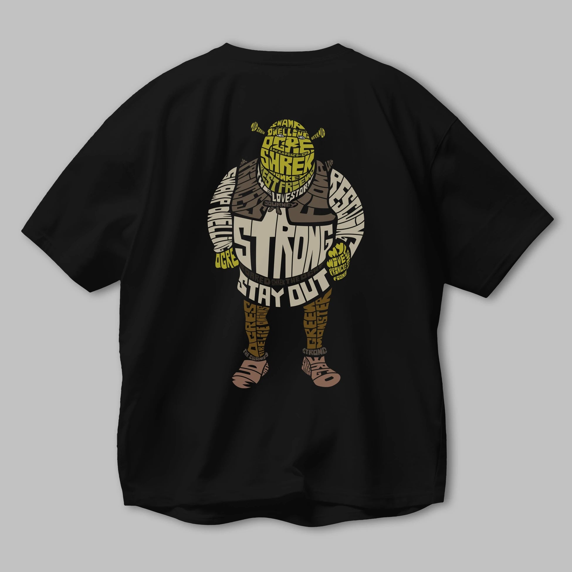 Shrek Arka Baskılı Oversize t-shirt %100 pamuk Erkek Kadın Unisex