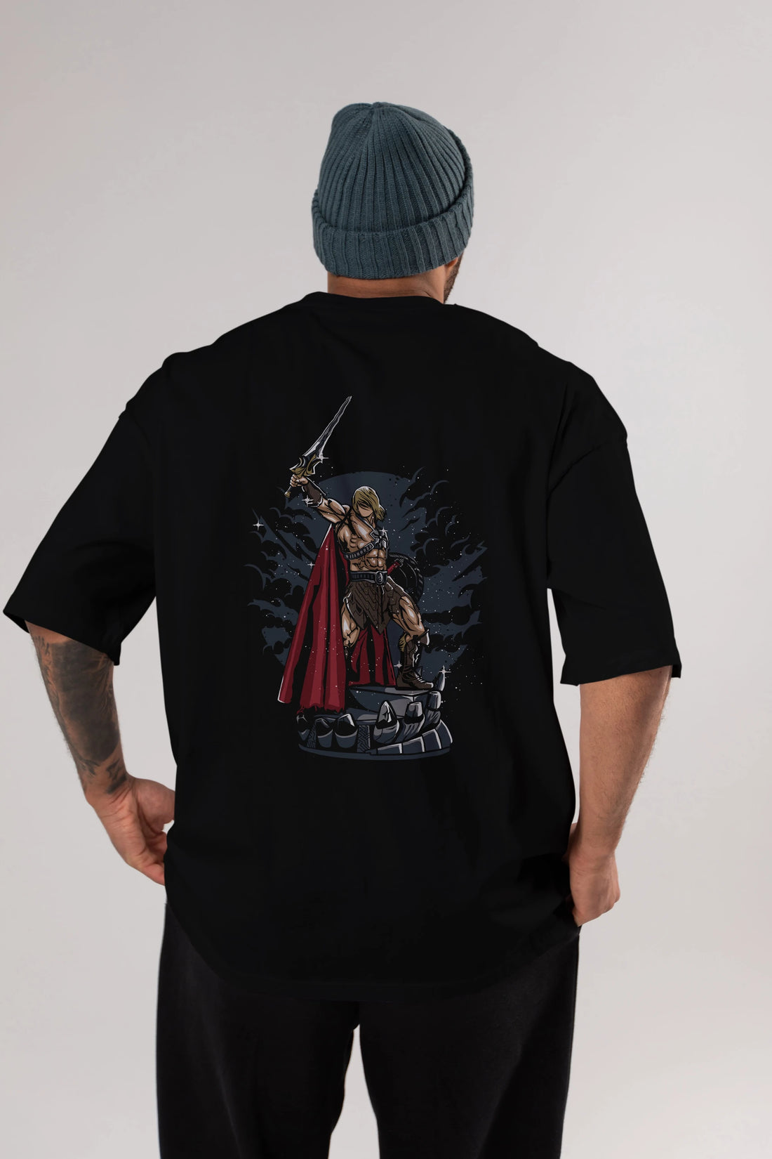 Warrior Arka Baskılı Oversize t-shirt Erkek Kadın Unisex %100 Pamuk
