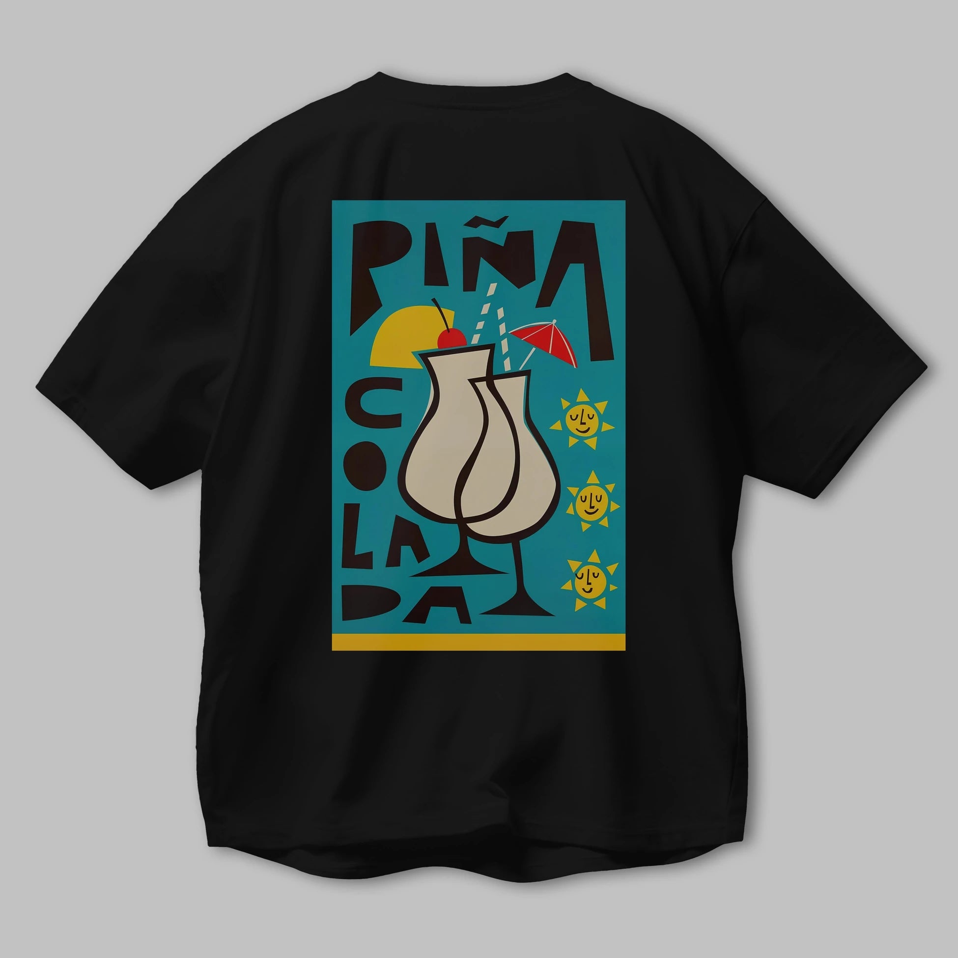 Pina Colada 4 Arka Baskılı Oversize t-shirt Erkek Kadın Unisex %100 Pamuk Bisiklet Yaka tişort